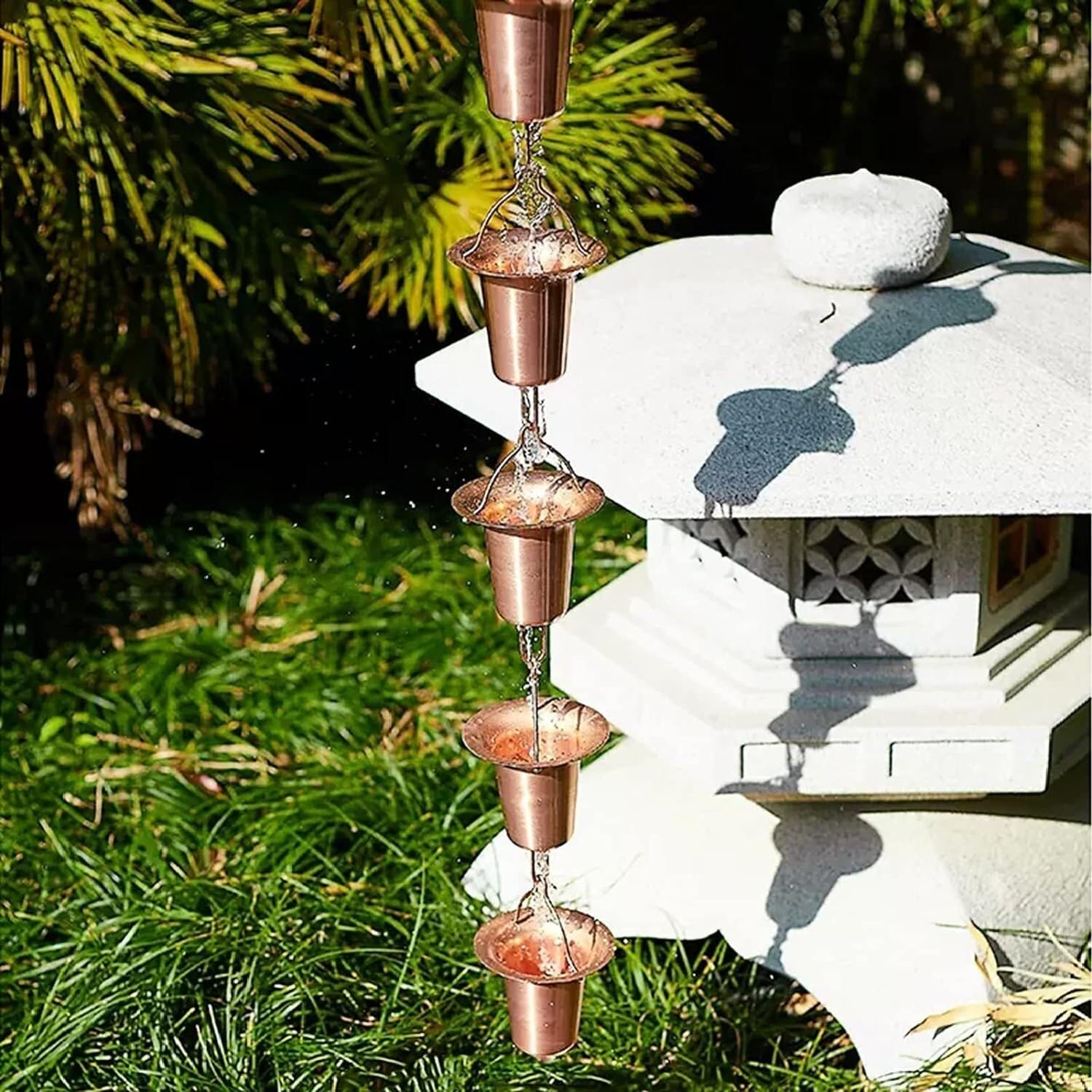 Chaîne de pluie en cuivre contre les gouttières bouchées, longueur 240cm Style1