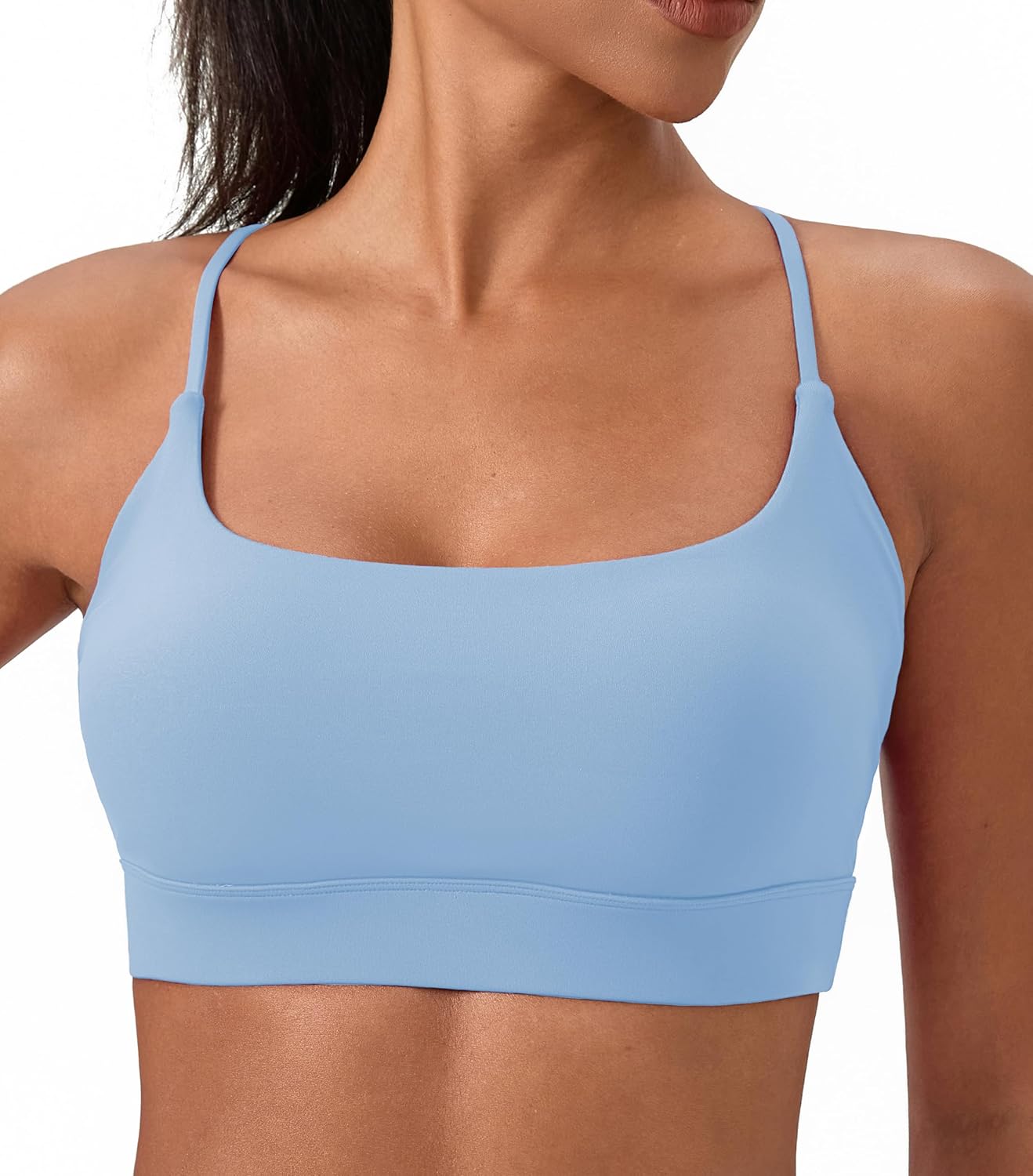 Sports Bra for Women Strappy Padded Longline Yoga Bras Criss Cross Back Spaghetti Gym Workout Bras Crop Cami Tops - Image 9