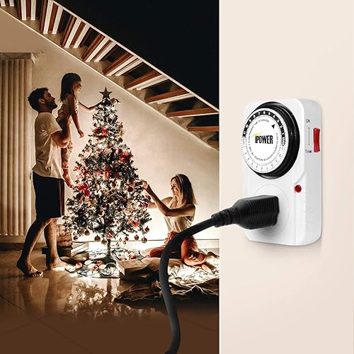 Miniatura 7 de iPower Temporizador mecánico enchufable de 24 horas, temporizador para enchufes eléctricos acuario conectado a tierra, luz de crecimiento,