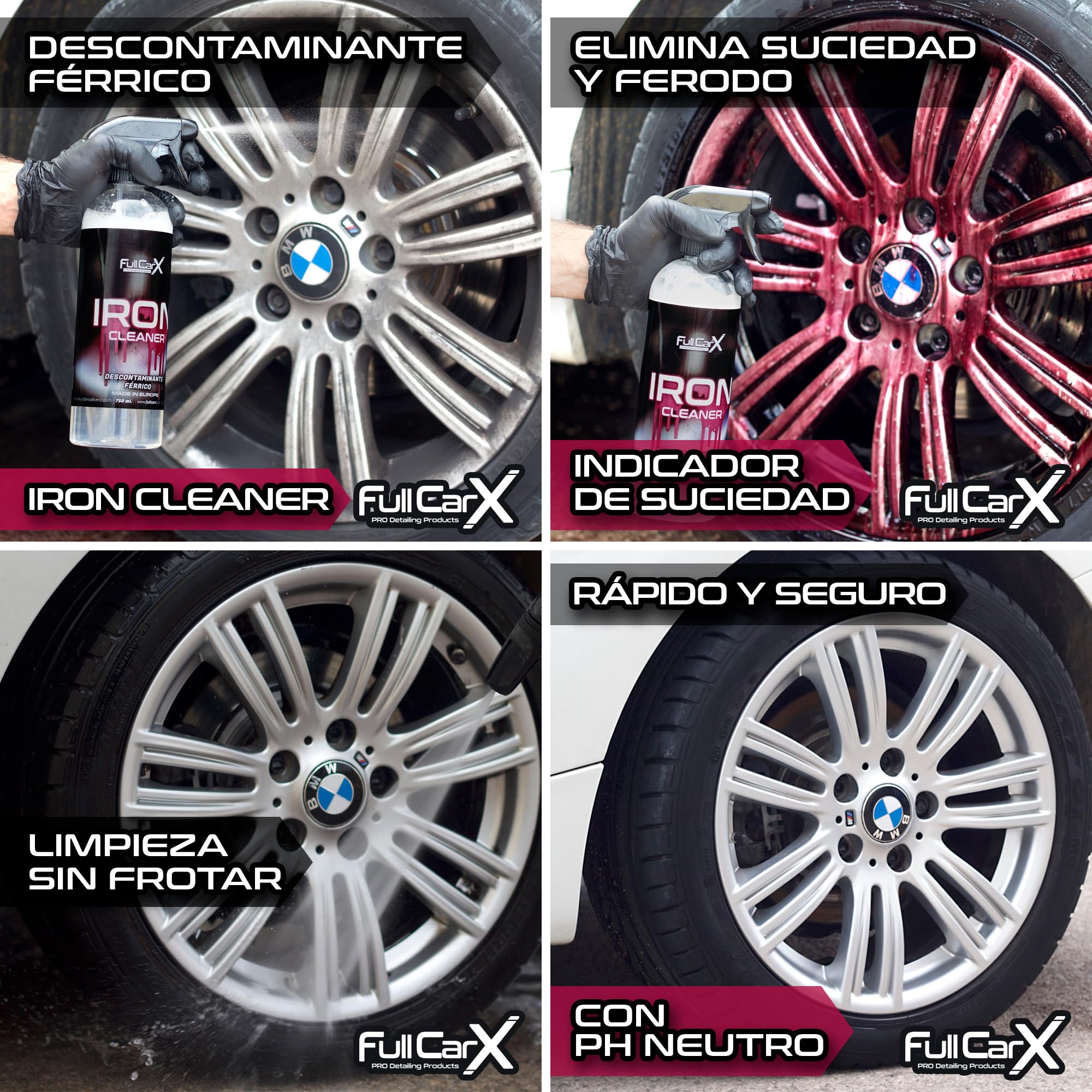 FULLCARX Podstawowy zestaw do czyszczenia samochodu z akcesoriami, środek do czyszczenia felg żelaznych odkażający szampon śnieżny pH neutralny wosk szybki, środek czyszczący, mycie detali