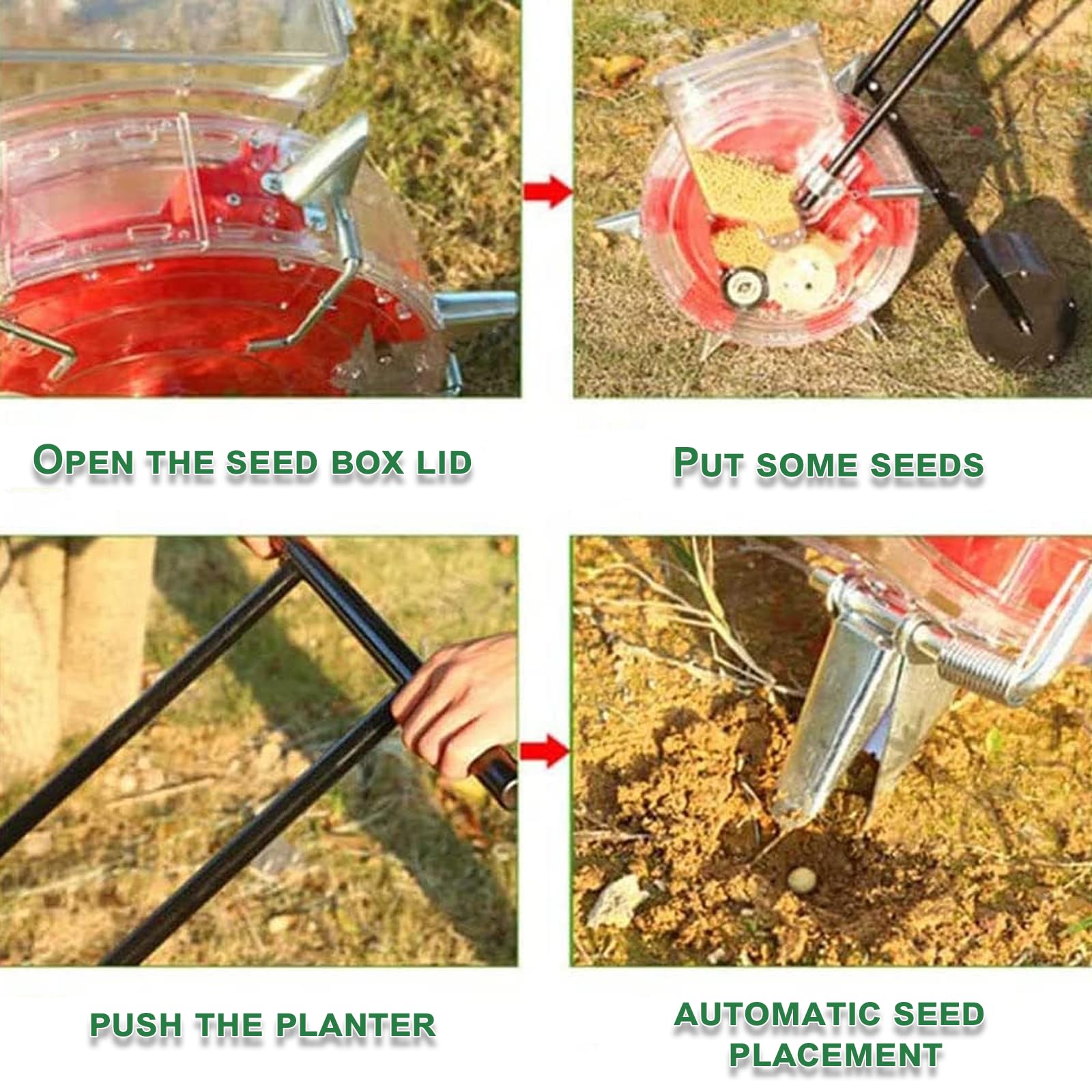 Semoir à Rouleau pour maïs, semoir de Jardin avec Roues, planteur de graines de Jardin, épandeur à Pousser, Profondeur de Plantation 3,5-7,8 cm, épandeur pour Distribution Simple d'engrais 12