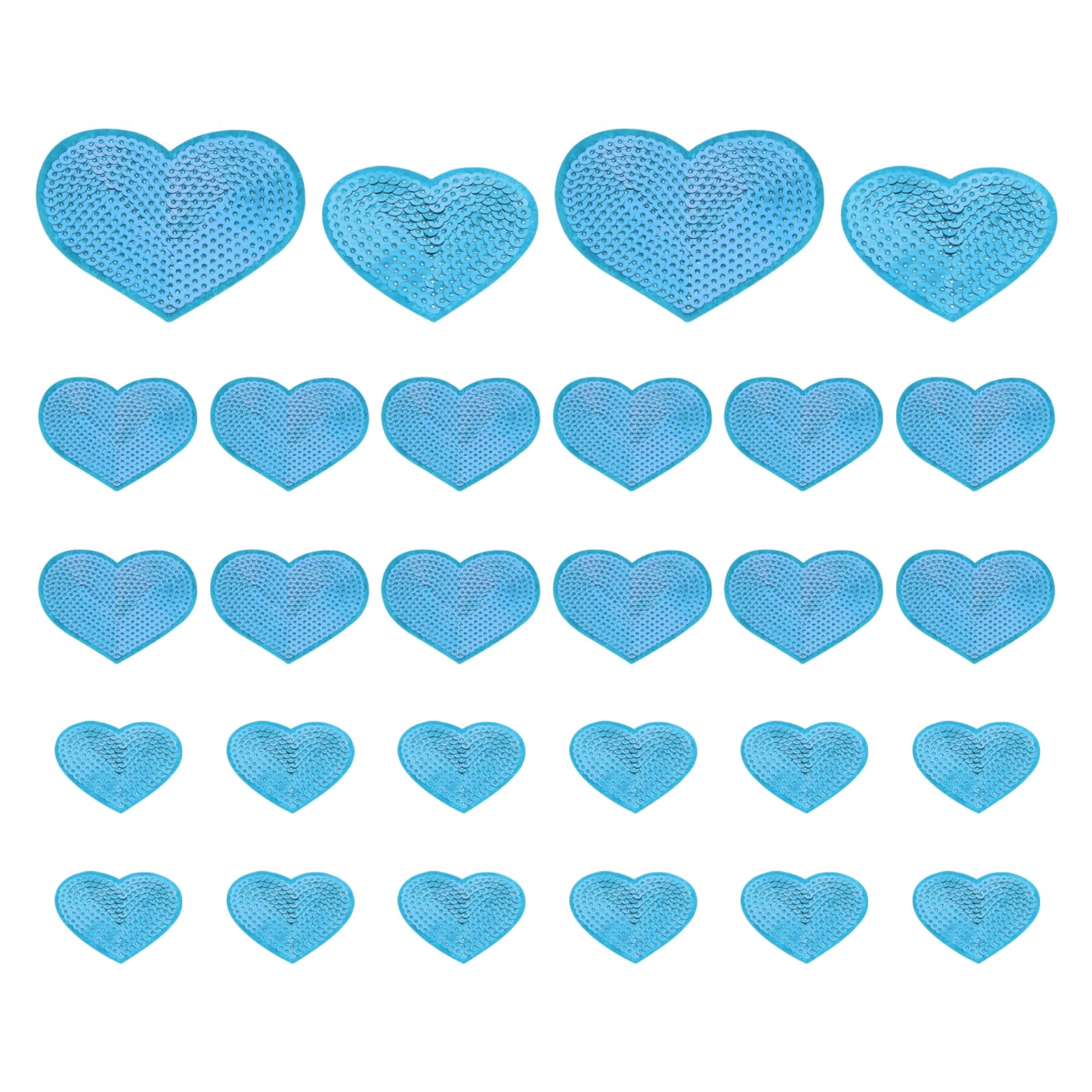 Patchs Thermocollants en Forme de Cœur Bleu Clair PATIKIL | Set de 28 Pcs à Broder