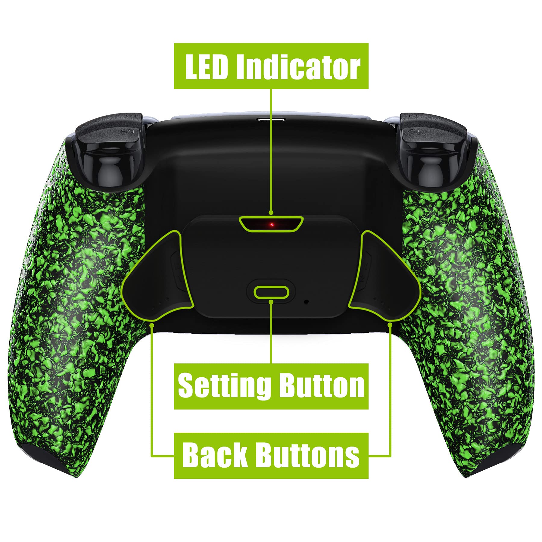 eXtremeRate Rise 2.0 Remap Kit Programmabile per ps5 Controller BDM-010/020,Palette Back Button Cover Posteriore per ps5 Joystick,2 Tasti Aggiuntivi per Joypad-Verde Antiscivolo