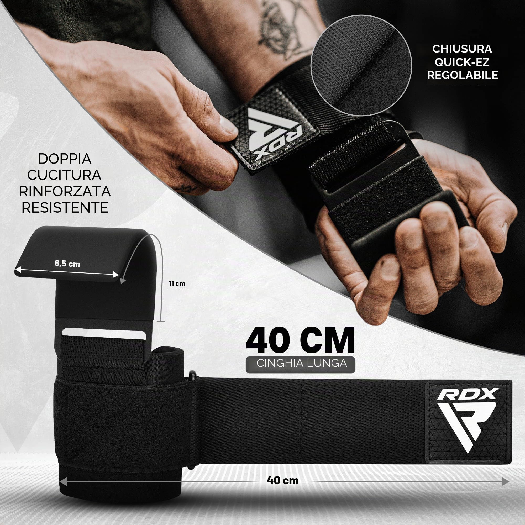 RDX Ganci Sollevamento Pesi, 8mm Neoprene Fasce Polsi Imbottita Supporto, Gomma Rivestito Impugnature Grips, Gym Gancio Cinghie per Fitness Powerlifting Allenamento Palestra Bodybuilding, Uomo Donna