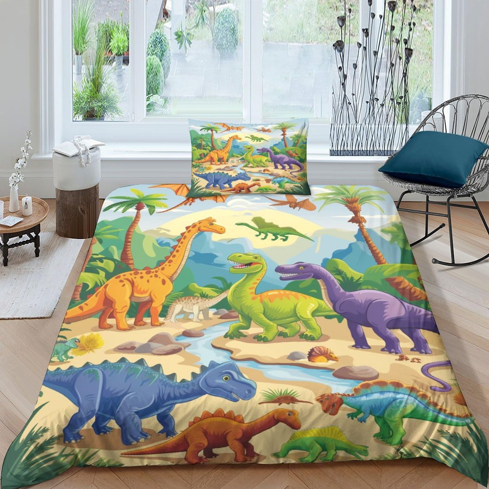 Imprimé dinosaures literie microfibre respirante et douce