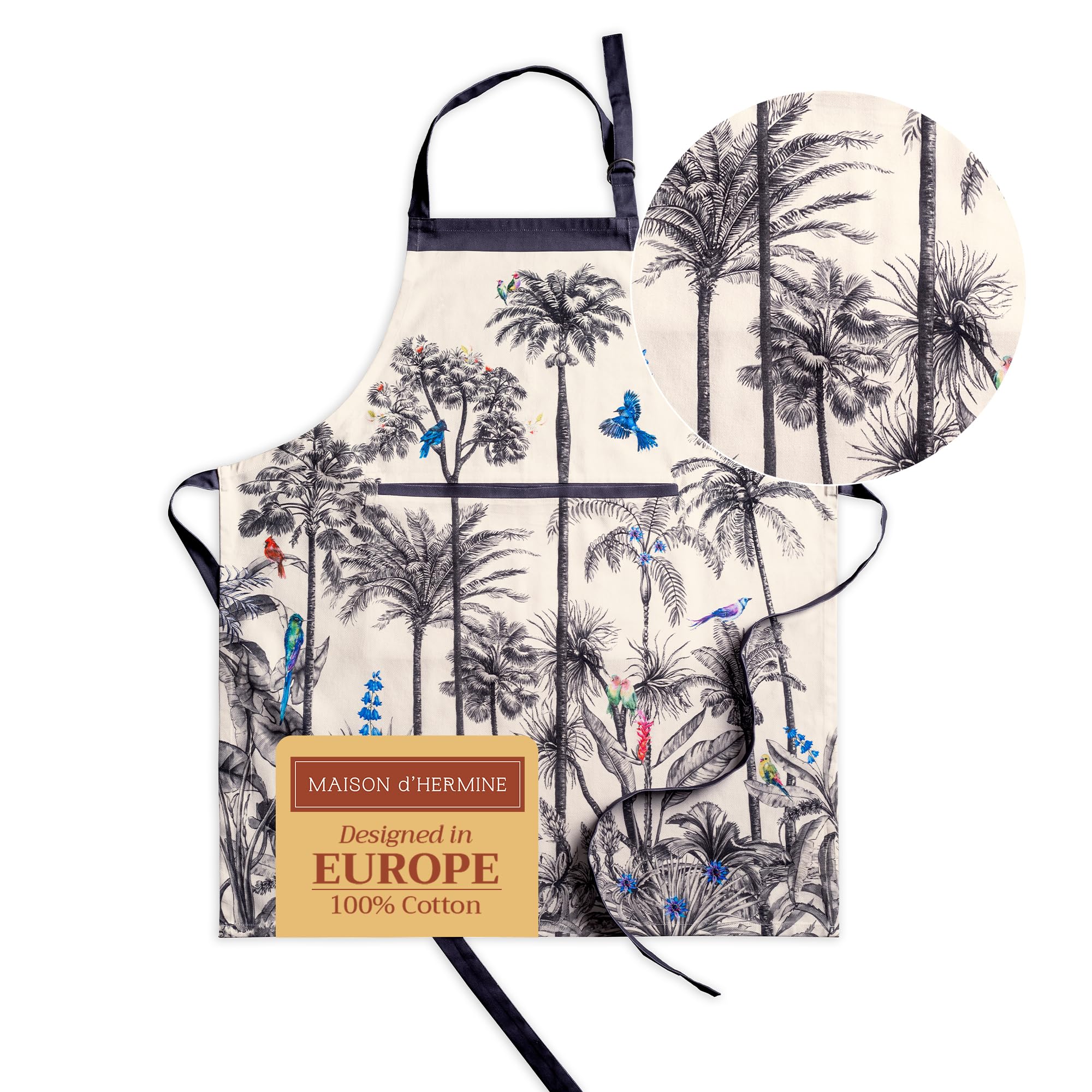 Maison d' Hermine 100% Cotton Apron for women with Pocket Kitchen Chef Autumn Apron for Men Cooking Gardening Server Waitress Maid - (Amazonia, 85 cm x 70 cm)