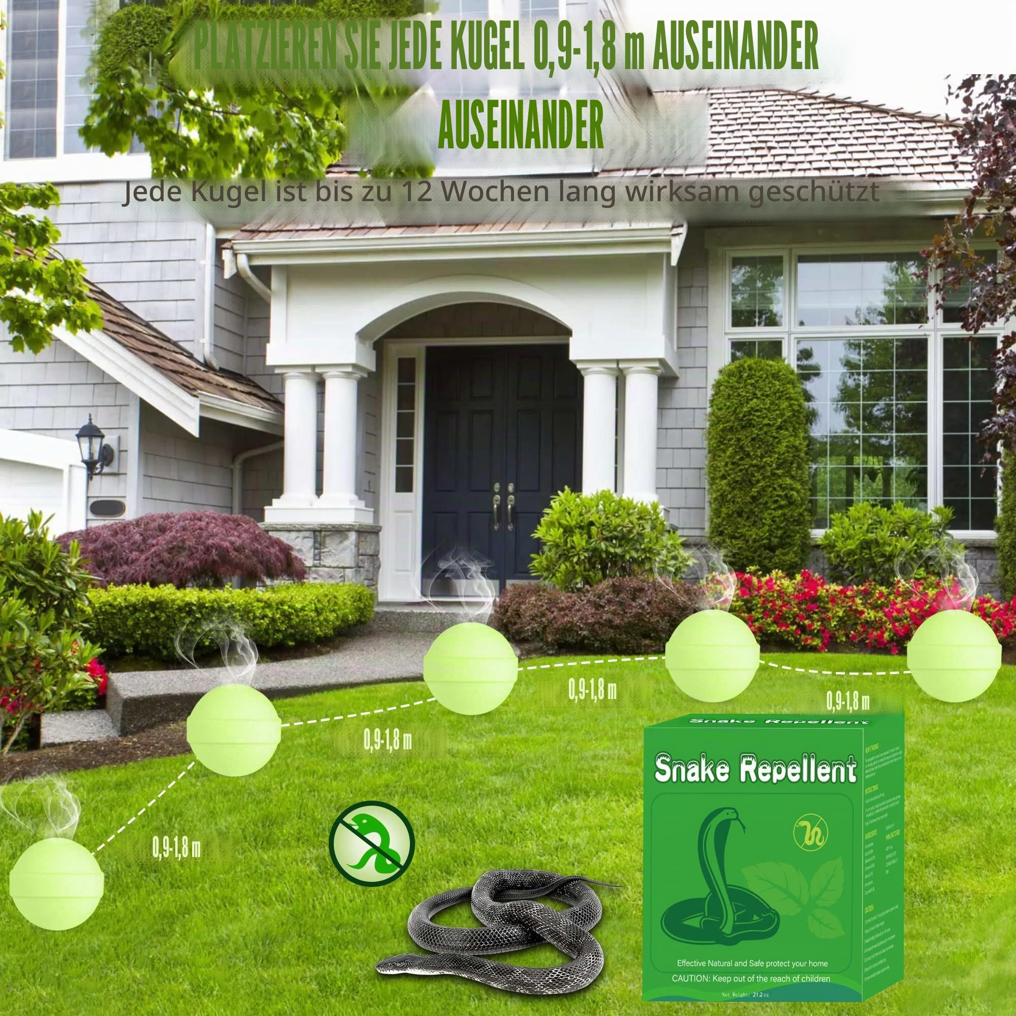 36 x Hof-Schlangenabwehrmittel, leistungsstarker Eidechsenabwehr, für den Innen- und Außenbereich, für Gartenrasen, natürliches Eidechsenabwehr, für Outdoor-Fischerei