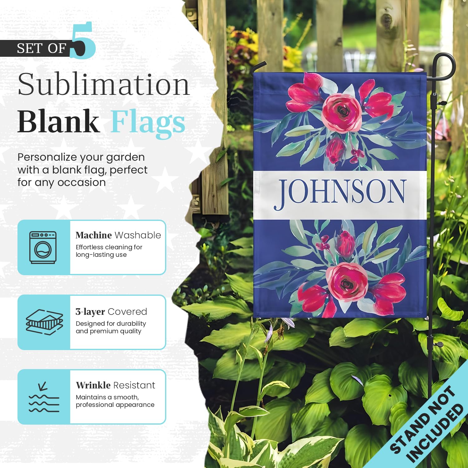 5 Stück Sublimationsflaggen Blanko – 30,5x45,7 Cm, 100% Polyester, Doppelseitig Bedruckbar