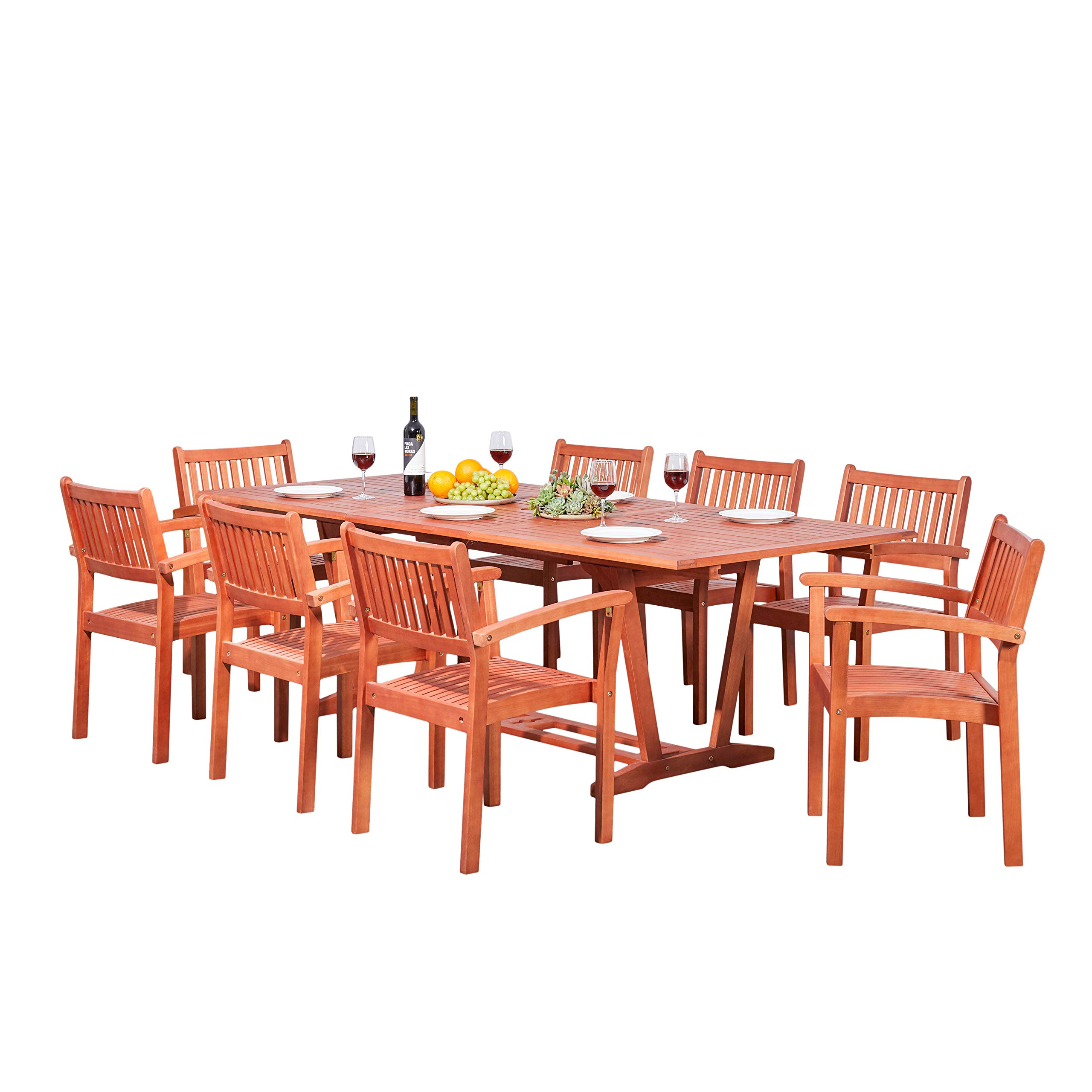 Buy MSOrient Malibu Outdoor 9Piece Wood Patio Dining Set with