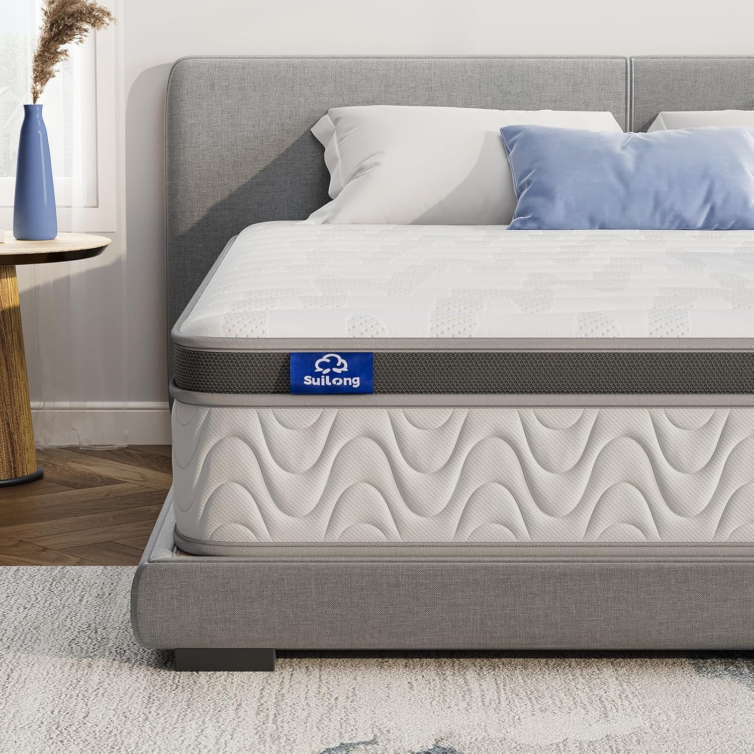 Suilong Matelas 120x200, 30 cm Epaisseur Matelas à Ressorts Ensachés Indépendants et Mousse à Mémoire de Forme, Matelas Hybride 7 Zones de Soutien, Respirant, Certifié Oeko-Tex