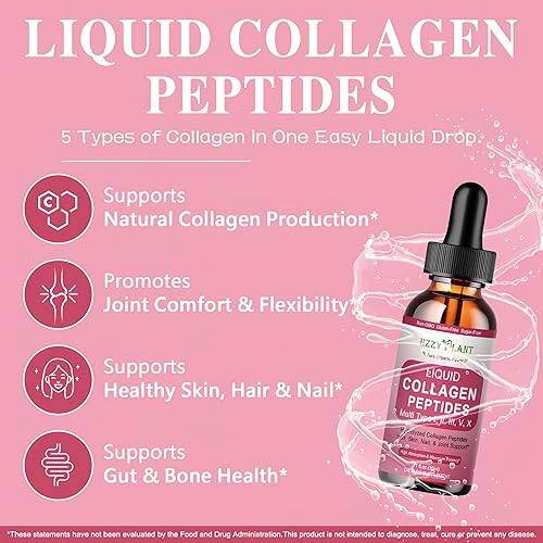 Miniatura 2 de Péptidos de colágeno líquido, multicolágeno para mujeres tipo I, II, III, V, X con glucosamina, MSM, ácido hialurónico, péptidos de colágeno