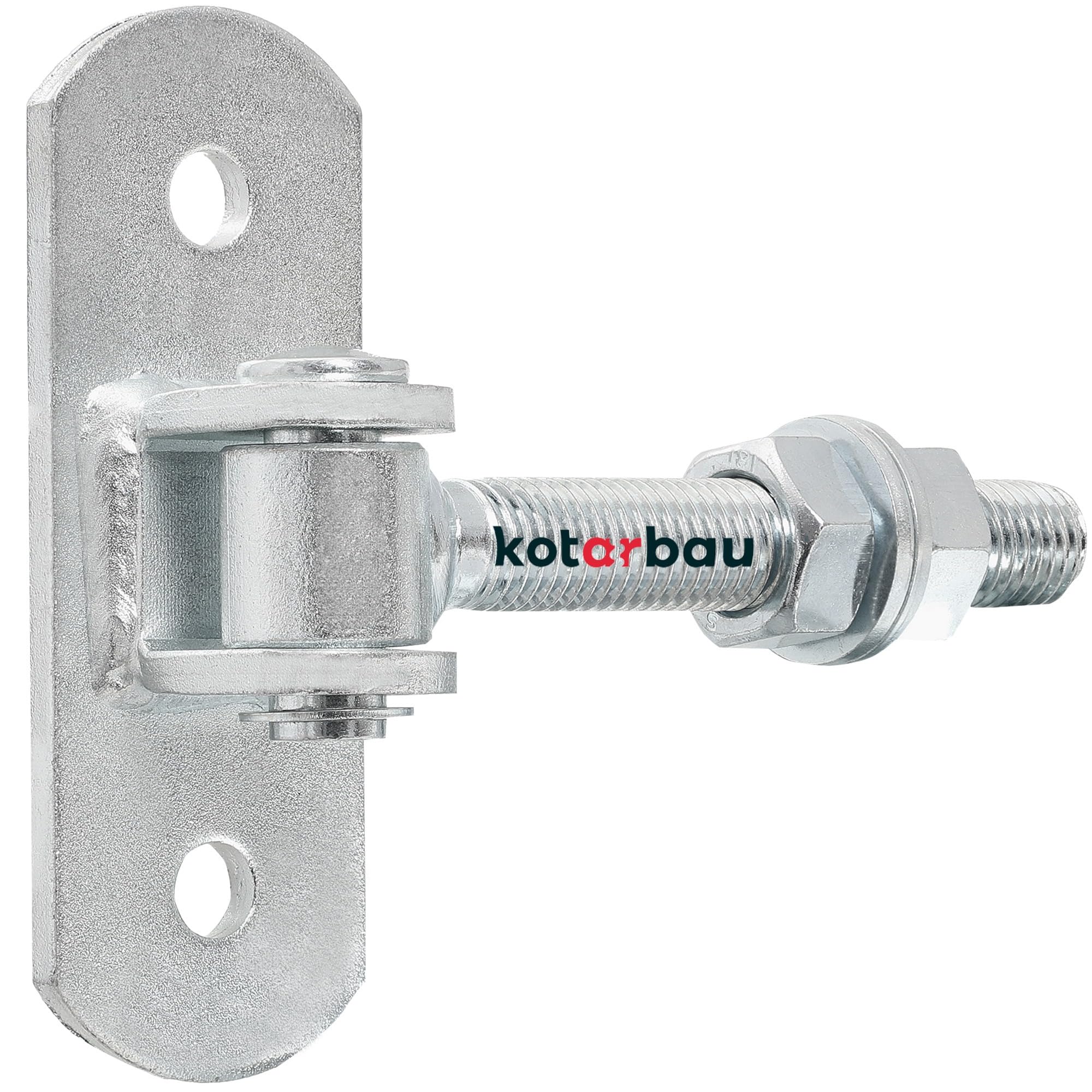 KOTARBAU® Gate Hinge - Steel - 130 mm (5.12 Inches) M18 - Silver - Adjustable - Heavy Duty Hinges - Garden Gate Hinges - Robust Hinge on Plate