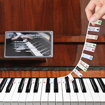 Piano Key Labels, Removable Piano Stickers 88 Keys for Beginner Kids Multi-Color Larger Bold Letters Reusable Silicone Piano Notes