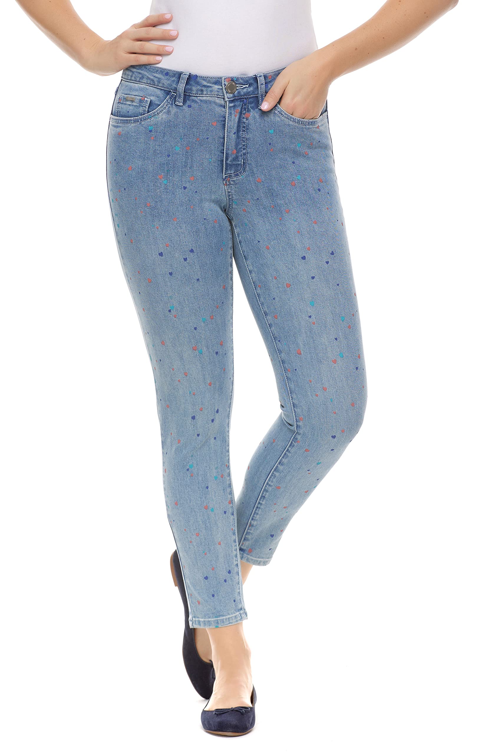 FDJ French Dressing Jeans Olivia Slim Ankle Confetti Heart Print Jeans