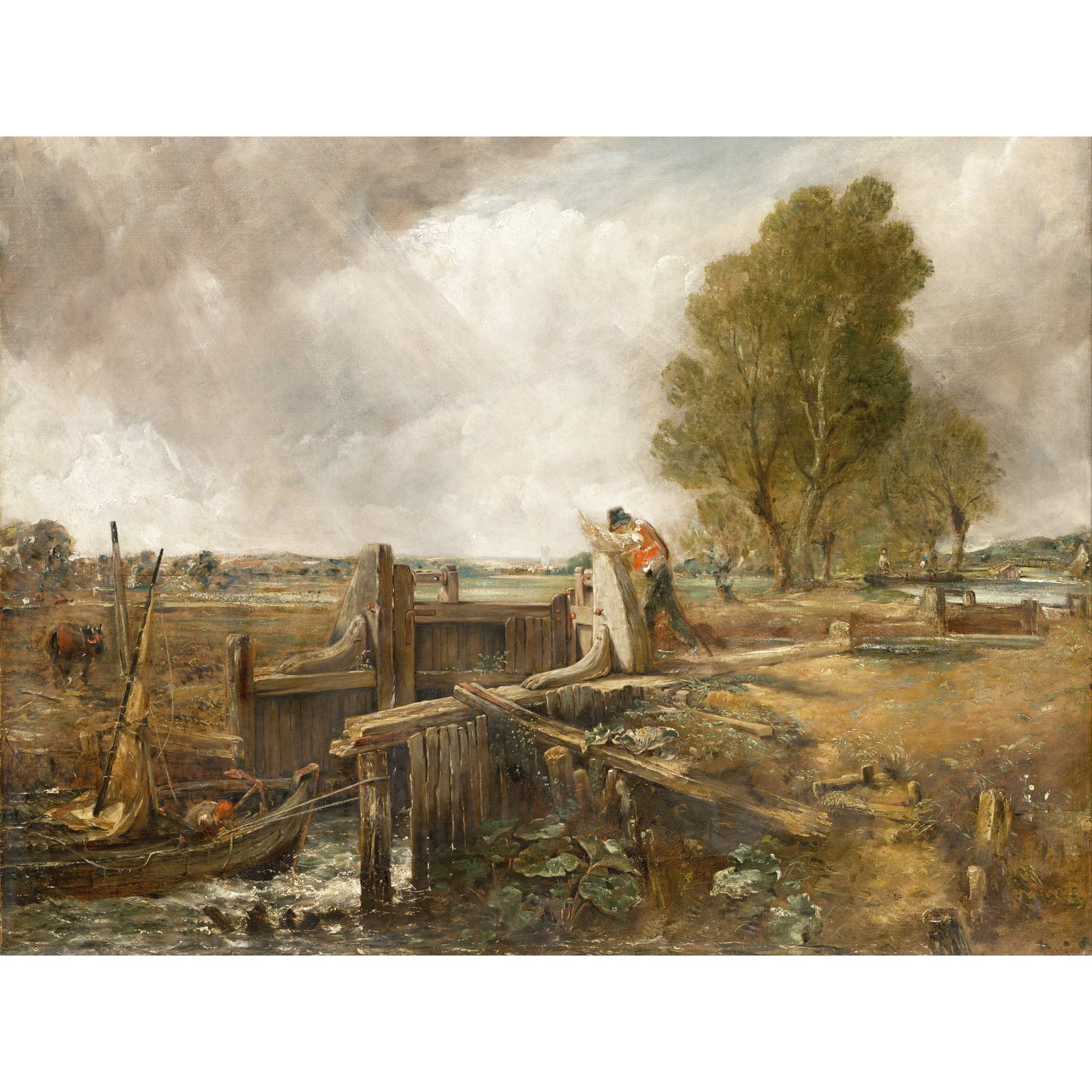 John Constable Study Of A Boat Passing A Lock Large Art Print Poster Wall Decor Premium Mural