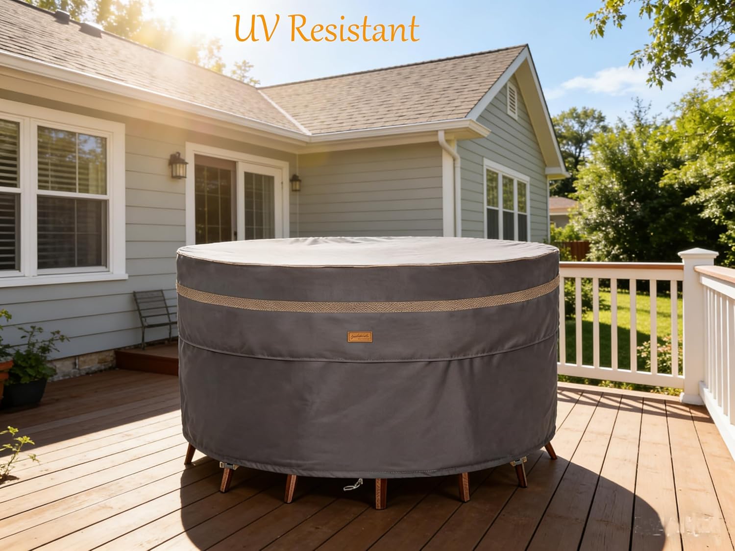 Heavy Duty Waterproof Patio Furniture Covers UV Resistant Round Outdoor Table Chair Covers Small Round 48"Diax28"H Dark Grey
