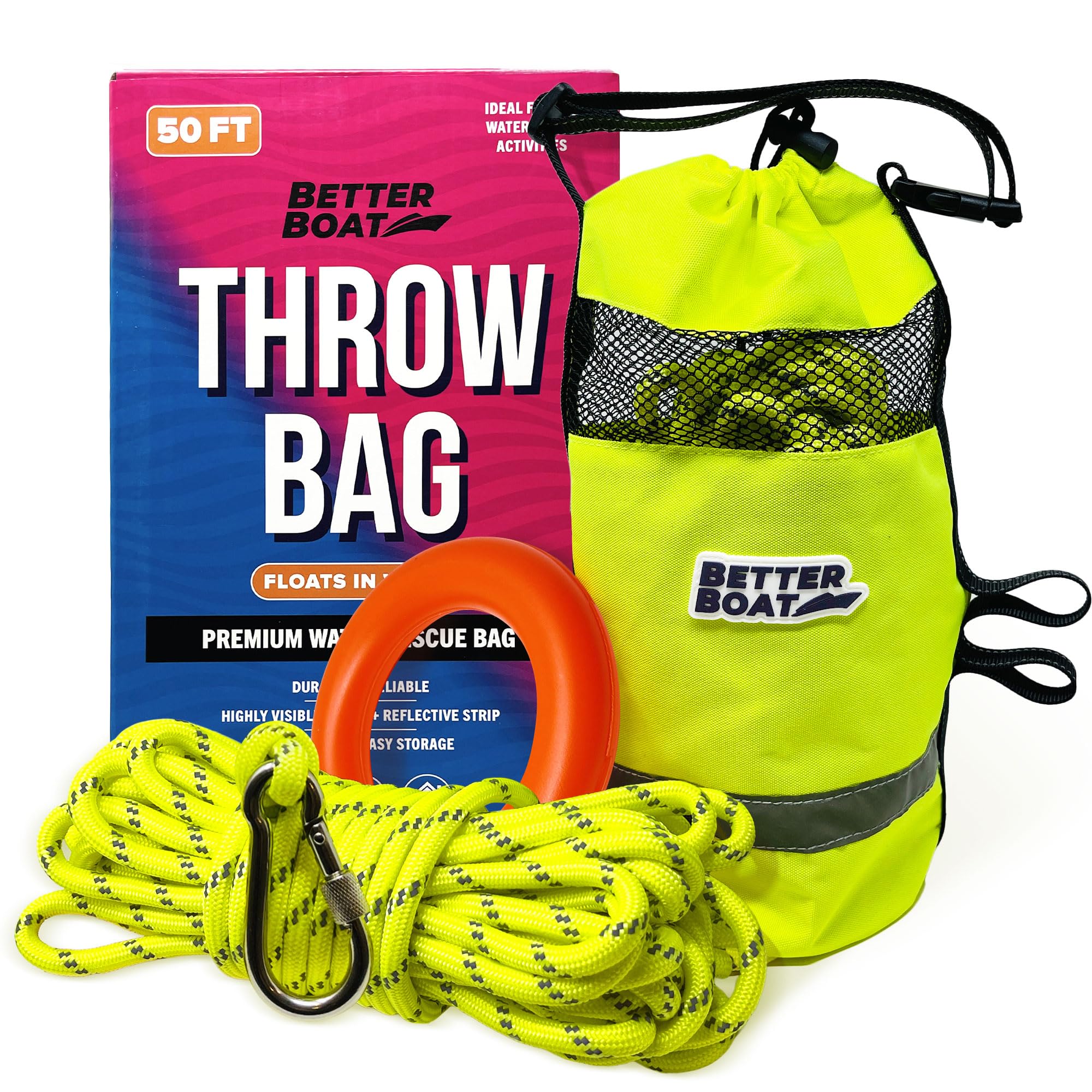 Water Throw Bag for Rescue Rope, Water Rescue Equipment with Line Bag, Ideal for Kayak, Larger Boats, and Emergency Use