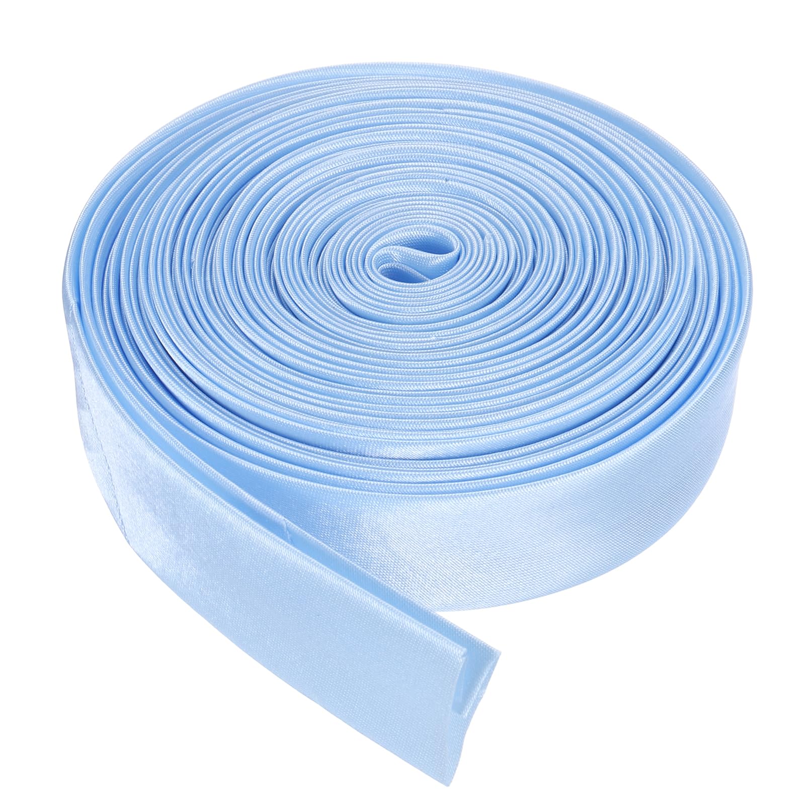 sourcing map Double Fold Bias Tape for Sewing 4/5 Inch x 5.5 Yards Satin Pre-fold Continuous Binding Tape for Seaming Quilting Hemming Binding DIY Crafts, Light Blue