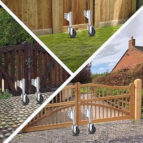 Miniatura 5 de Ruedas de puerta cargadas por resorte Ruedas de ruedas de puerta resistentes de 3 "con hardware capacidad de carga de 220 libras