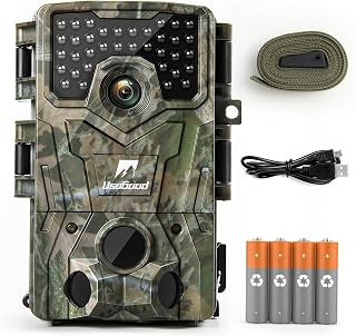 usogood Trail Camera, 36MP 4K 30fps Game Cameras Motion Actived Hunting Cam with Night Vision IP66 Waterproof No Glow LEDs with Batteries for Outdoor Wildlife Monitor Home Security - usogood