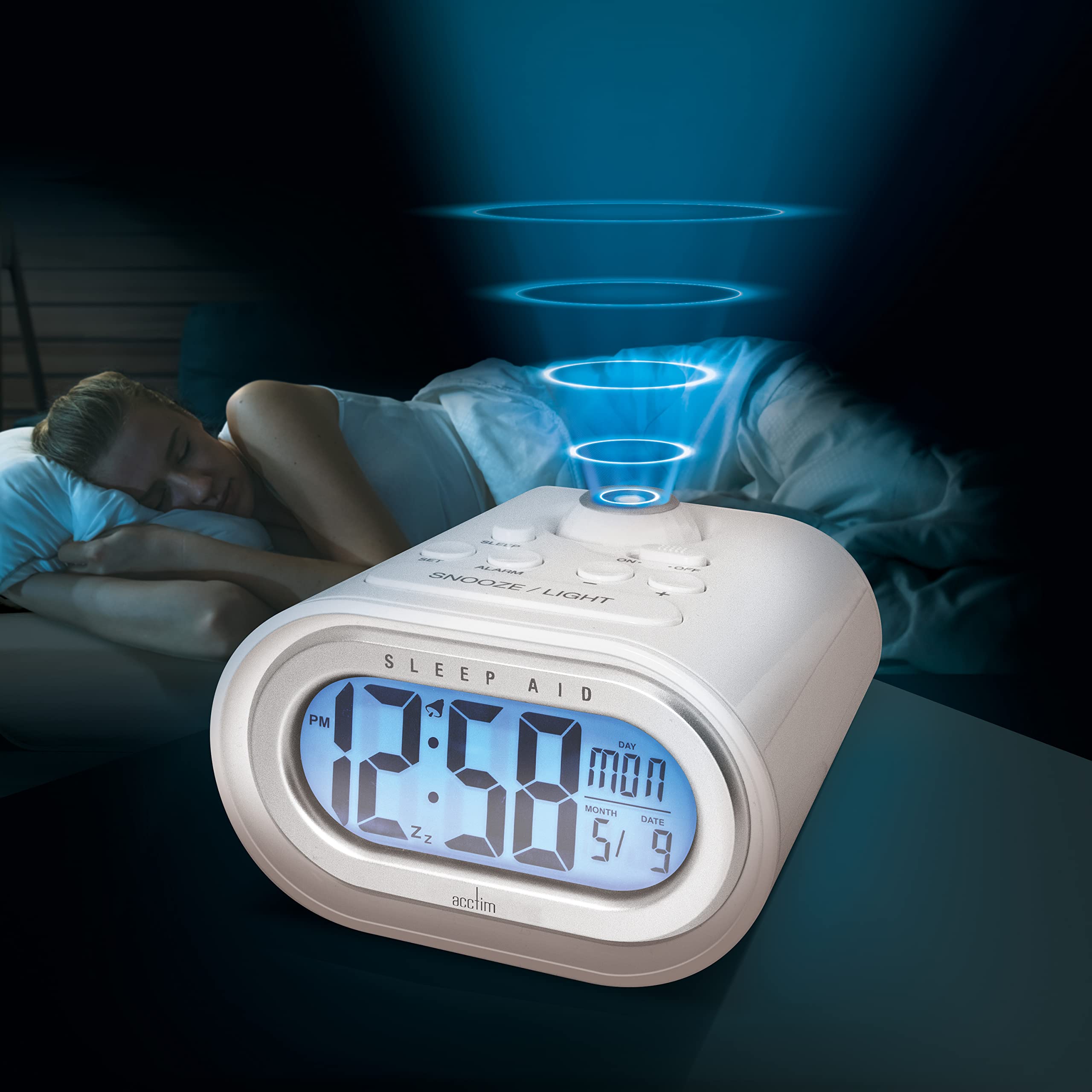 Réveil numérique avec projecteur pulsé Acctim Dormir pour des nuits paisibles dans la chambre