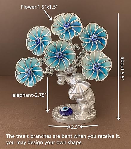 Miniatura 4 de Betterdecor Mini árbol turco Nazar azul contra el mal de ojo con diseño de elefante de la suerte, decoración del hogar para cualquier propósito-T27