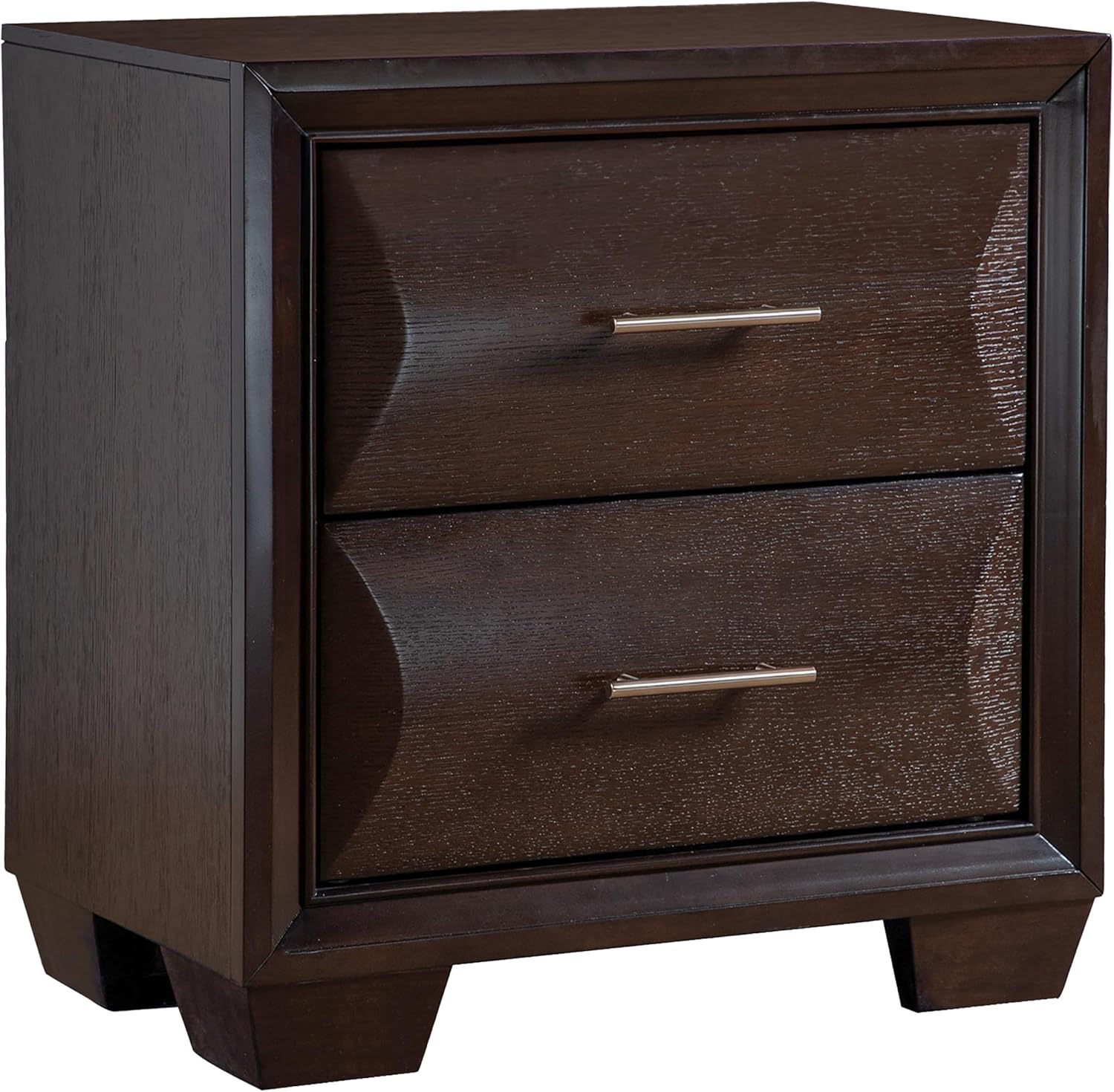 Furniture of America Arvin Modern Solid Wood Nightstand with 2 Drawers, Large Bedside Table, Wooden Night Stand for Bedroom, Guest Room, Dorm, White Oak