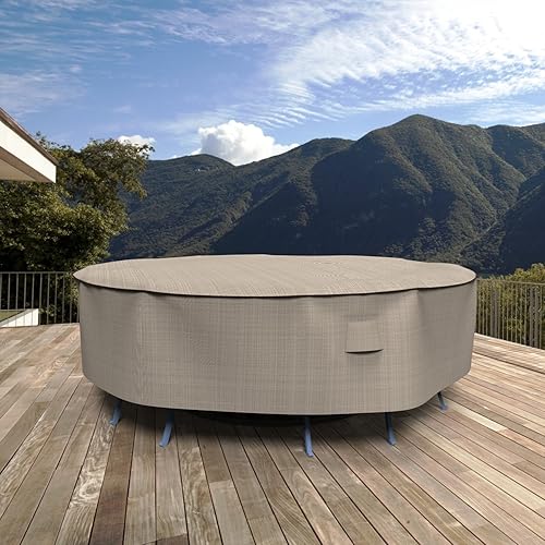 Miniatura 7 de Budge P5A02PM1 - Juego de mesa redonda de jardín inglés y sillas para patio, resistente e impermeable, grande, color tostado de dos tonos