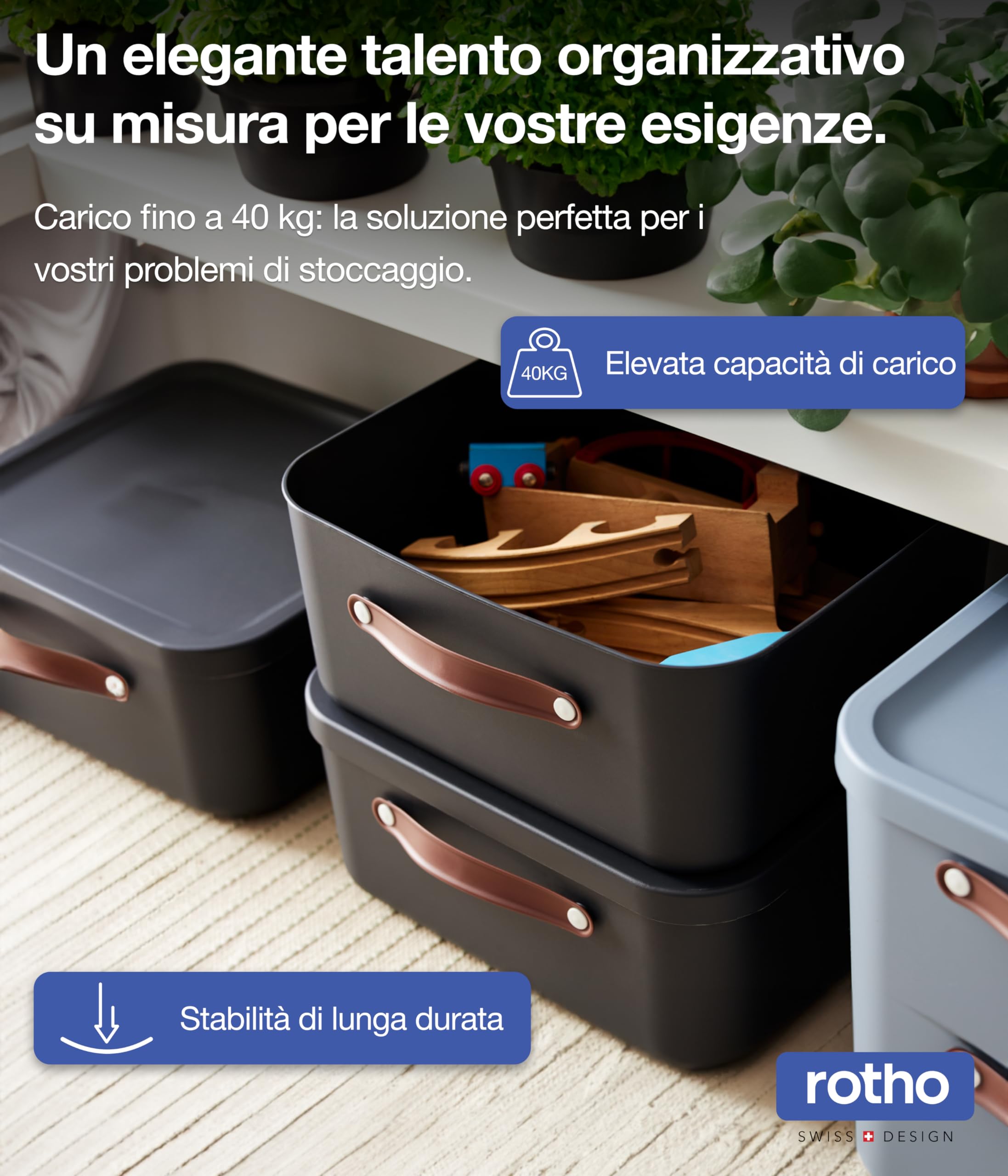 Rotho Maloja Scatola di stoccaggio 40 l, Plastica (PP riciclato), 40 (39.5 x 38.0 x 34.0 cm)
