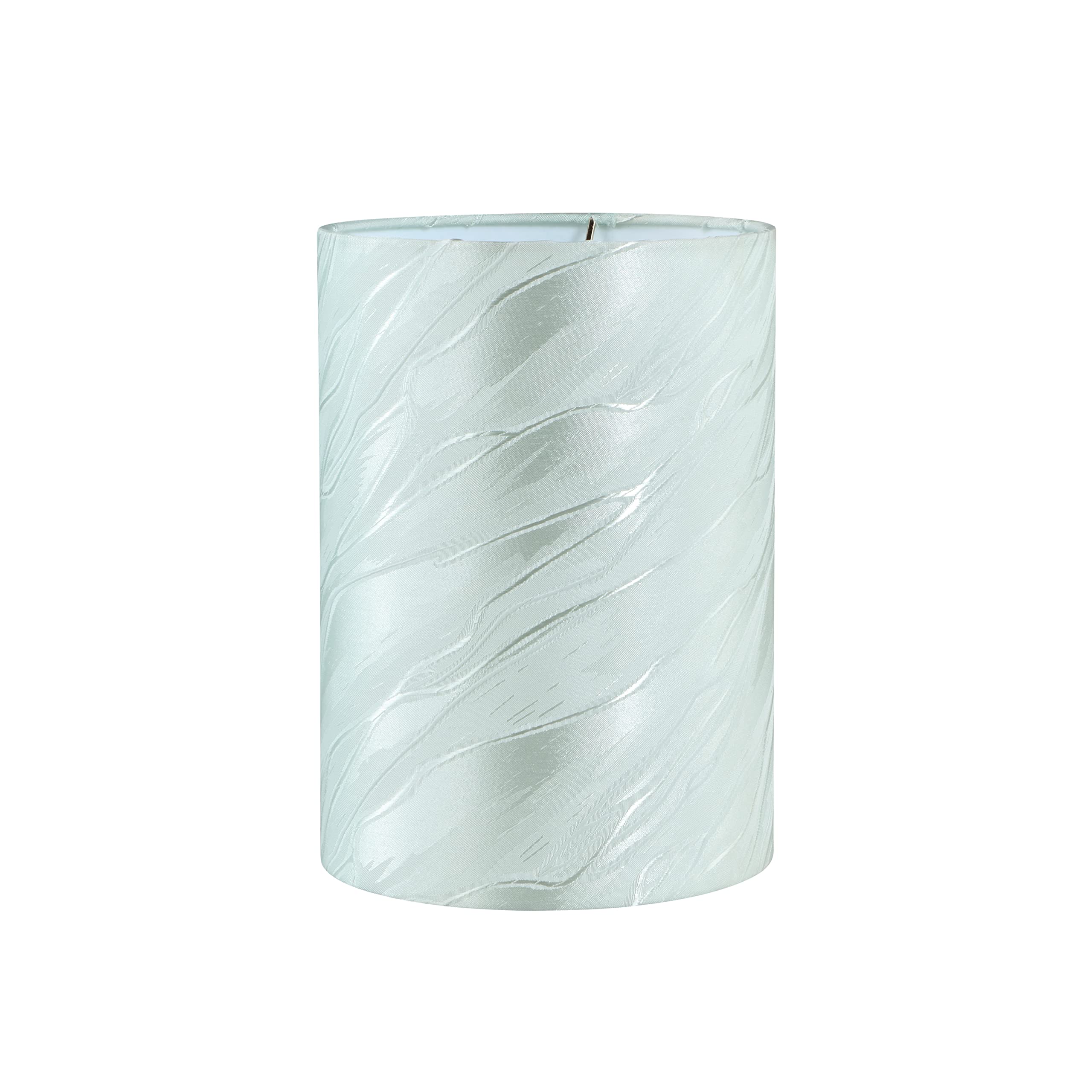 Aspen Creative 31315 Hardback Drum, Jacquard Textured Fabric Spider Lamp Shade, 8" Top x 8" Bottom x 11" Height, Light Green