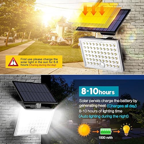 Miniatura 7 de Luces solares para exteriores con sensor de movimiento, luces solares impermeables para pared, puerta, jardín, luces LED brillantes automáticas del