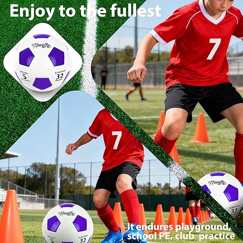 Miniatura 6 de Balón de fútbol tamaño 2345 con aguja de bomba clásico blanco negro más grueso PU tejido apretado adecuado para jóvenes liga juego entrenamiento