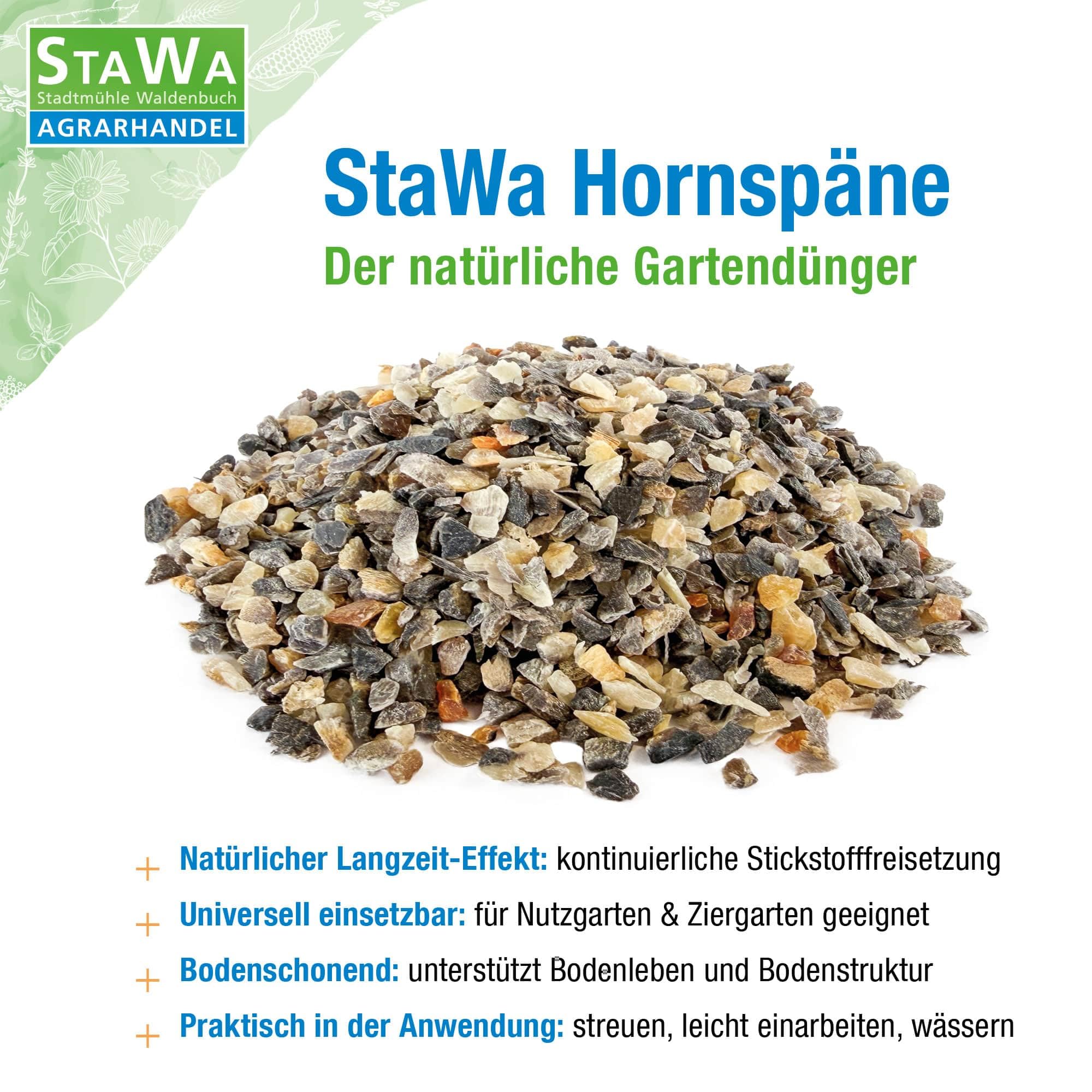 Hornspäne, organischer Naturdünger mit 13% Stickstoff, Langzeitdünger für Garten, Gemüsebeet, Obst, Rasen, Hochbeet und Zierpflanzen, 25 kg