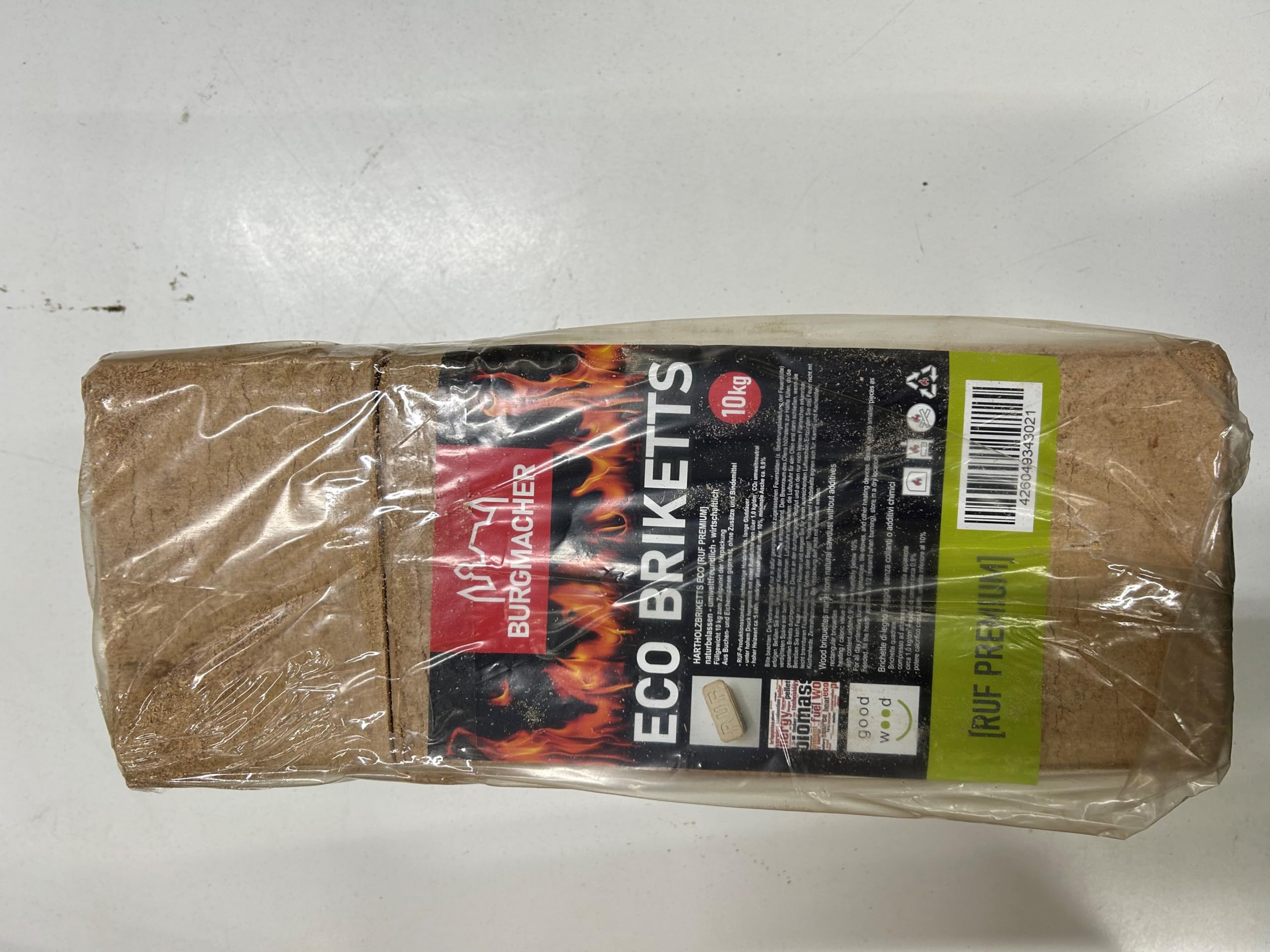 Bricchetti in legno duro, 10 kg, 20 kg, 30 kg, 60 kg, 90 kg, 480 kg, 960 kg (legno duro RUF Eco, 60 kg)