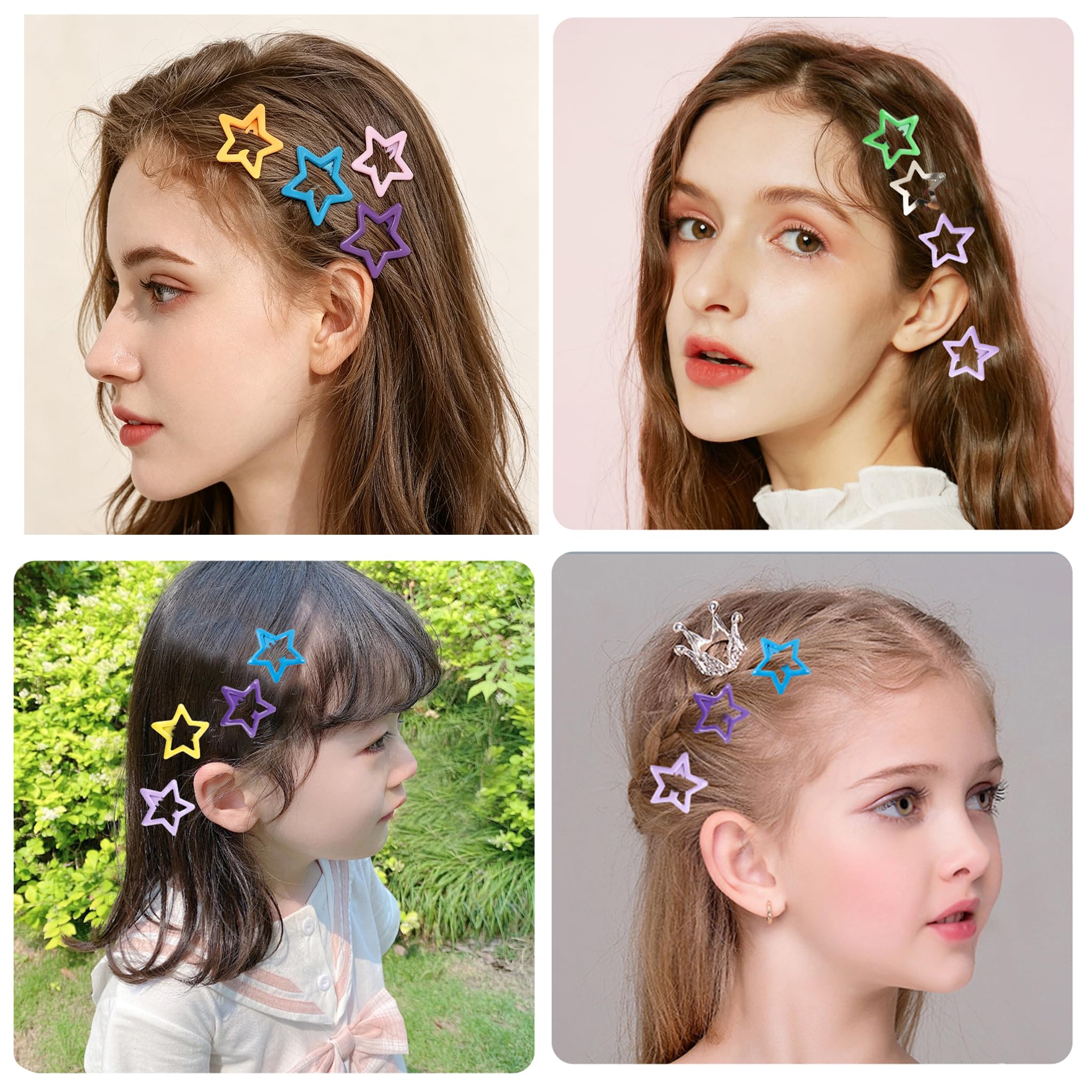 Cute Star Hair Clips - 55pcs Colorful Barrettes -8