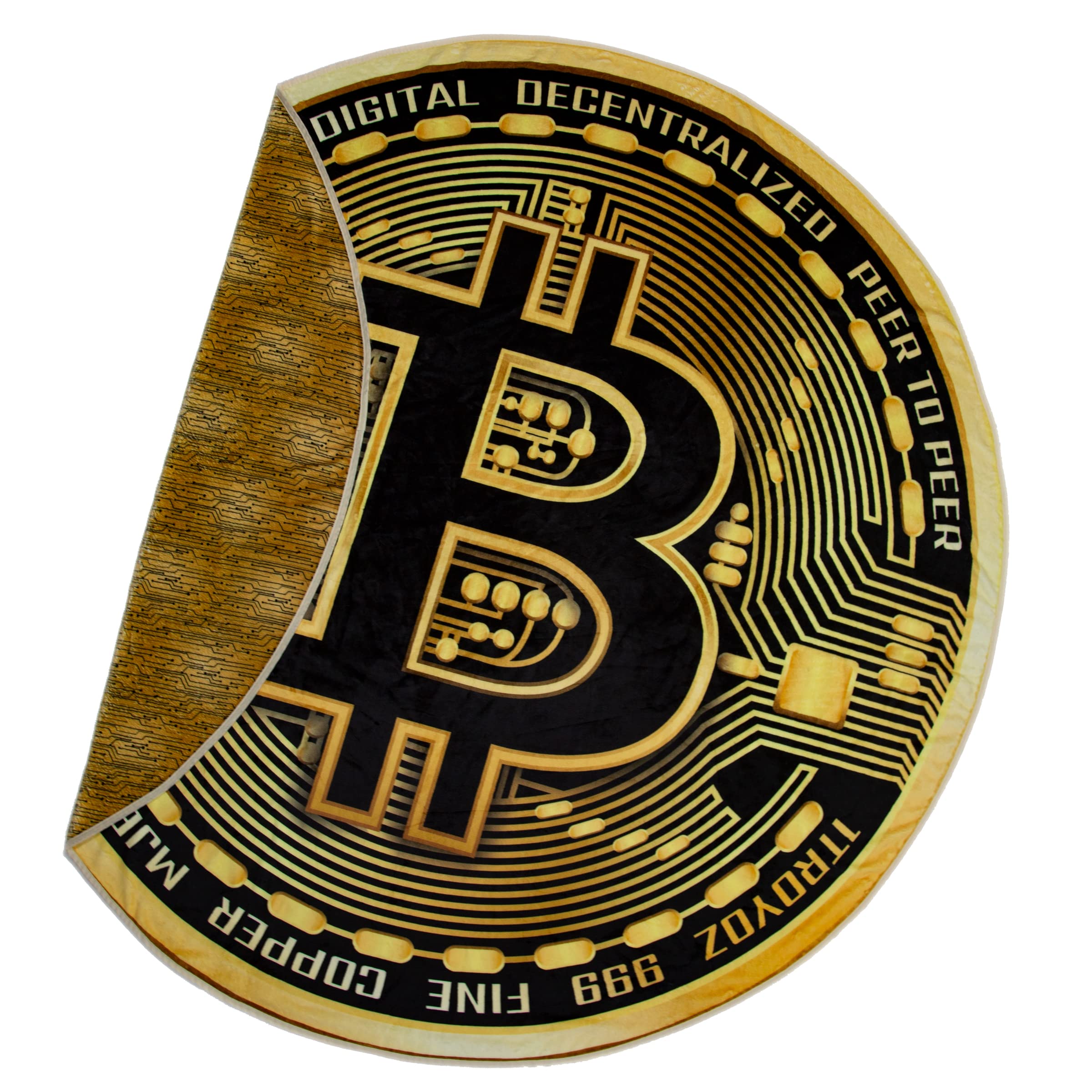 Amazon.co.jp: Cryptokingpinsビットコインコインラウンドブランケット- 177.8cm スーパーソフトフリーススロー  ビットコインブランケット- 快適な形でCrypto Coins コレクションセットから可能な最も物理的なビットコインギフトアイテム : ホーム＆キッチン