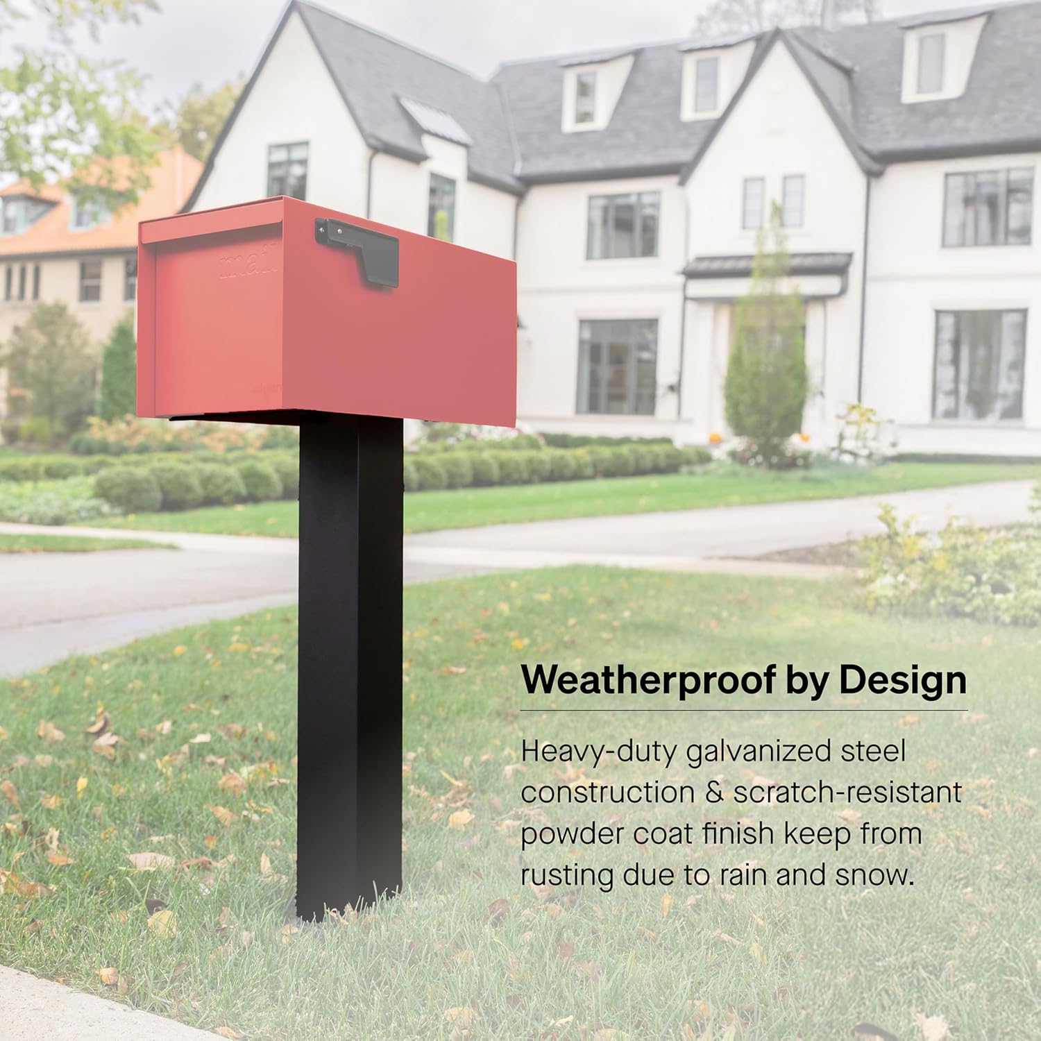 adoorn 51” Mailbox Post - In Ground Mailbox Posts for Outside, Heavy Duty Metal Mailbox Post for Use with Post Mount Mailbox - Black