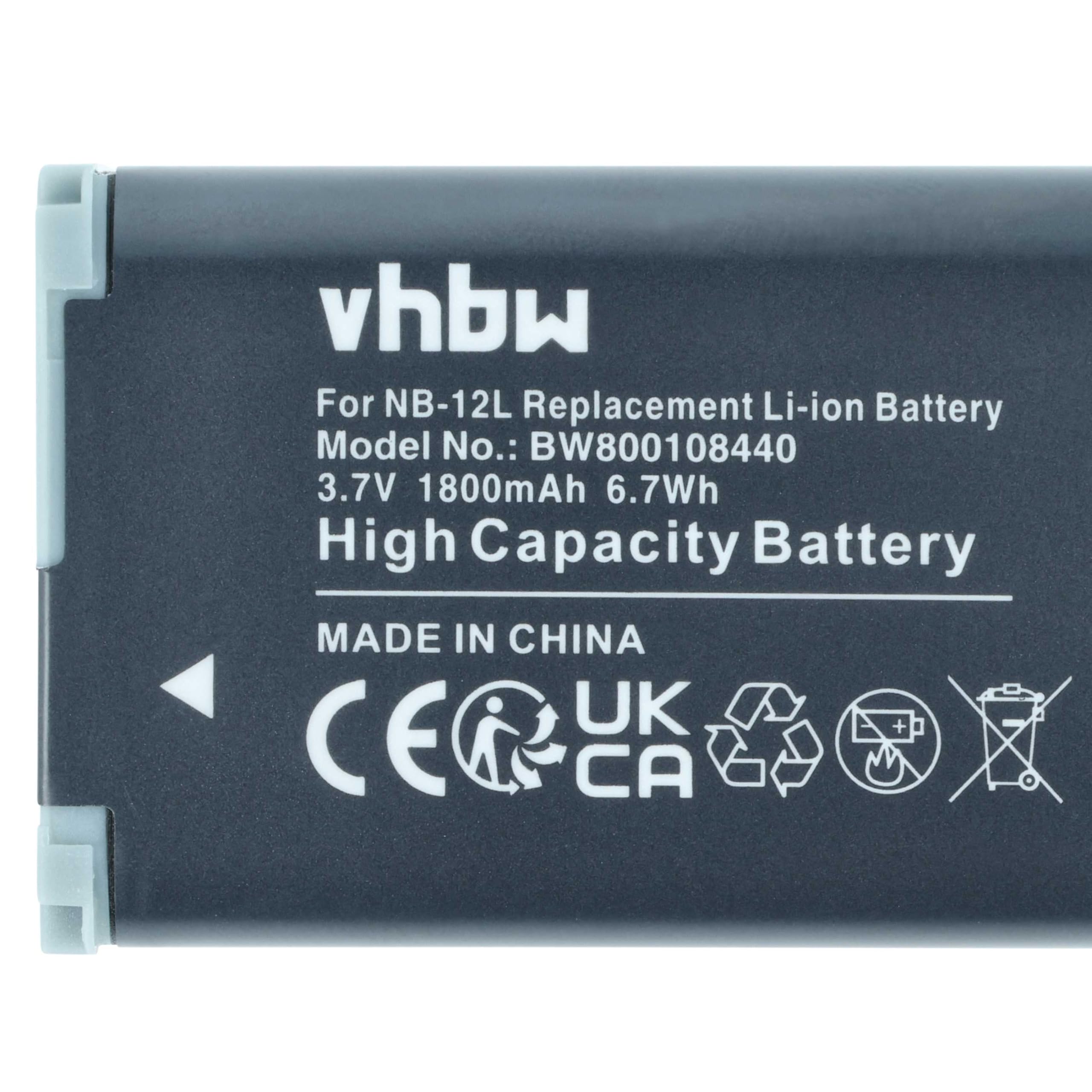 vhbw 2X Akku Ersatz für Canon NB-12L