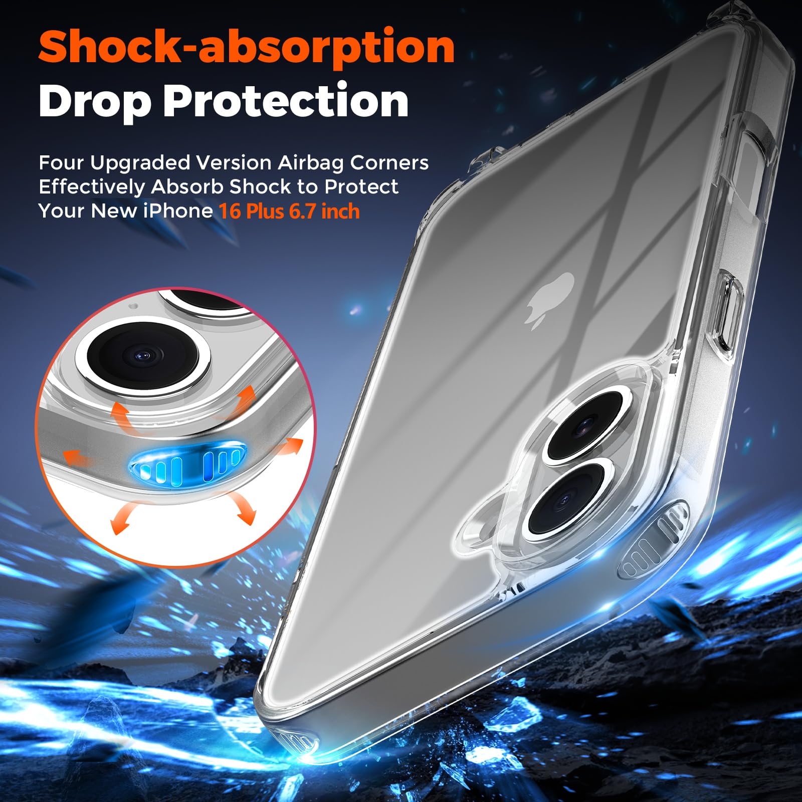 OLEPHY Trasparente Cover con Cordino per iPhone 16 Plus 6,7'', Custodia con Regolabile Collana, [Antiurto] [AntiGraffio] Case con Laccio Tracolla, Beige