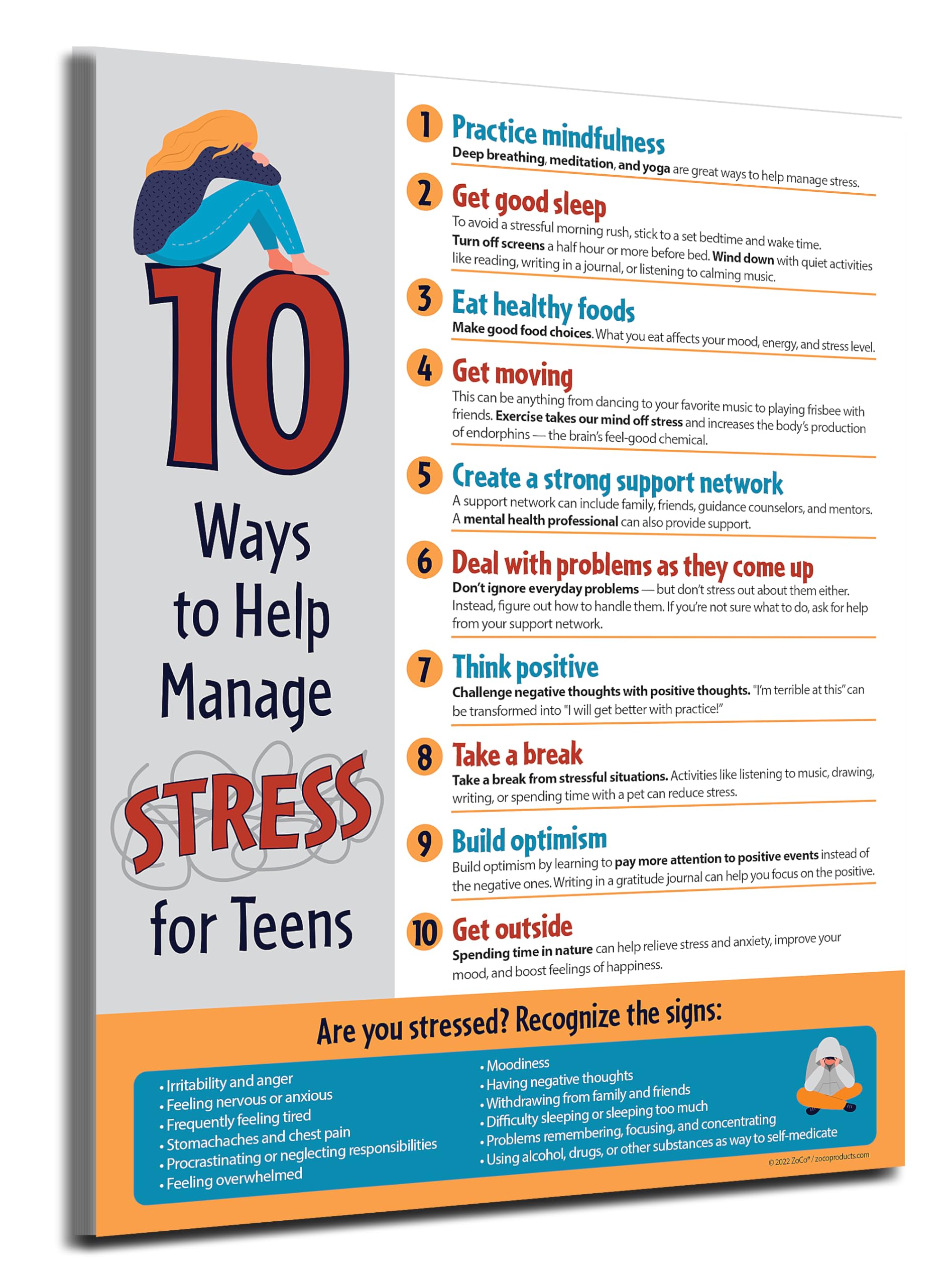 Amazon.com: ZOCO — 10 Ways to Manage Stress for Teens Posters (10 Pack ...