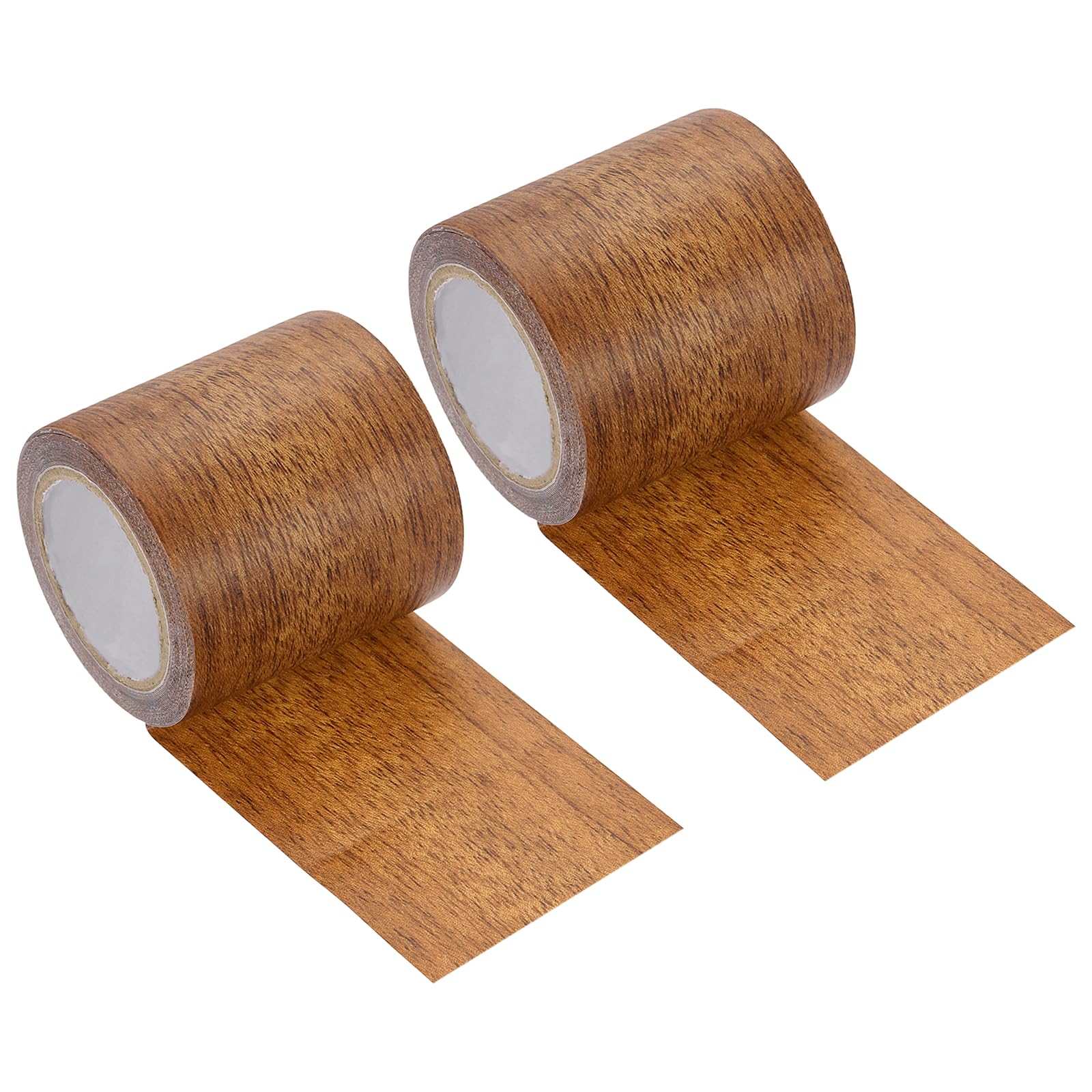 sourcing map 2 Pcs Wood Grain Repair Tape, 57mm x 4.57m Self Adhesive Wood Grain Colored Duct Tape Waterproof Repair Patch for Furniture Floor Scratch Fix, Baseboards, DIY Decor, Mahogany