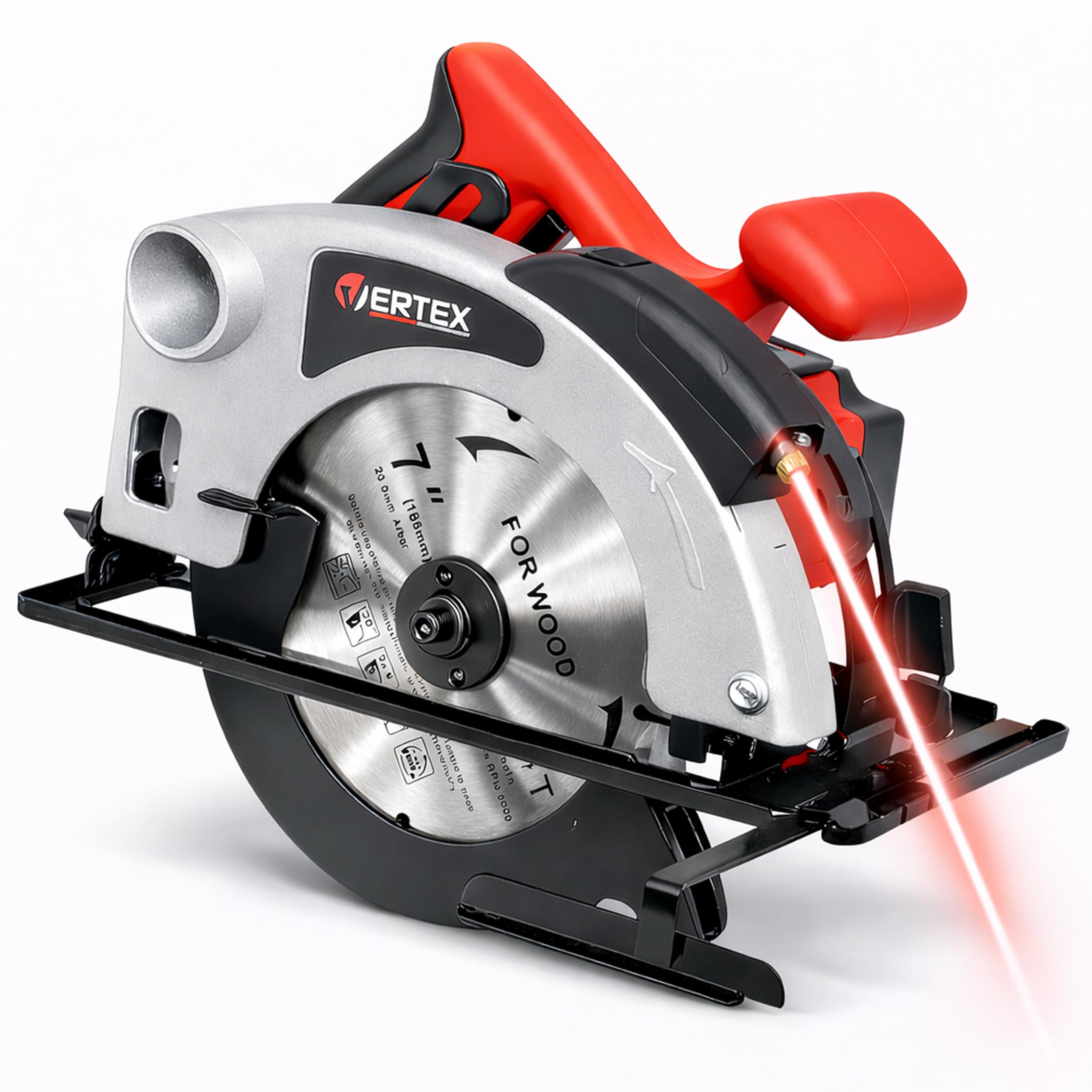 Vertex VPT1400 Pilarka Tarczowa z Laserem, 1400W, 185mm, 4500 obr/min, Cięcie 65mm/90° i 45mm/45°, z Prowadnicą i Klinem Rozszczepiającym