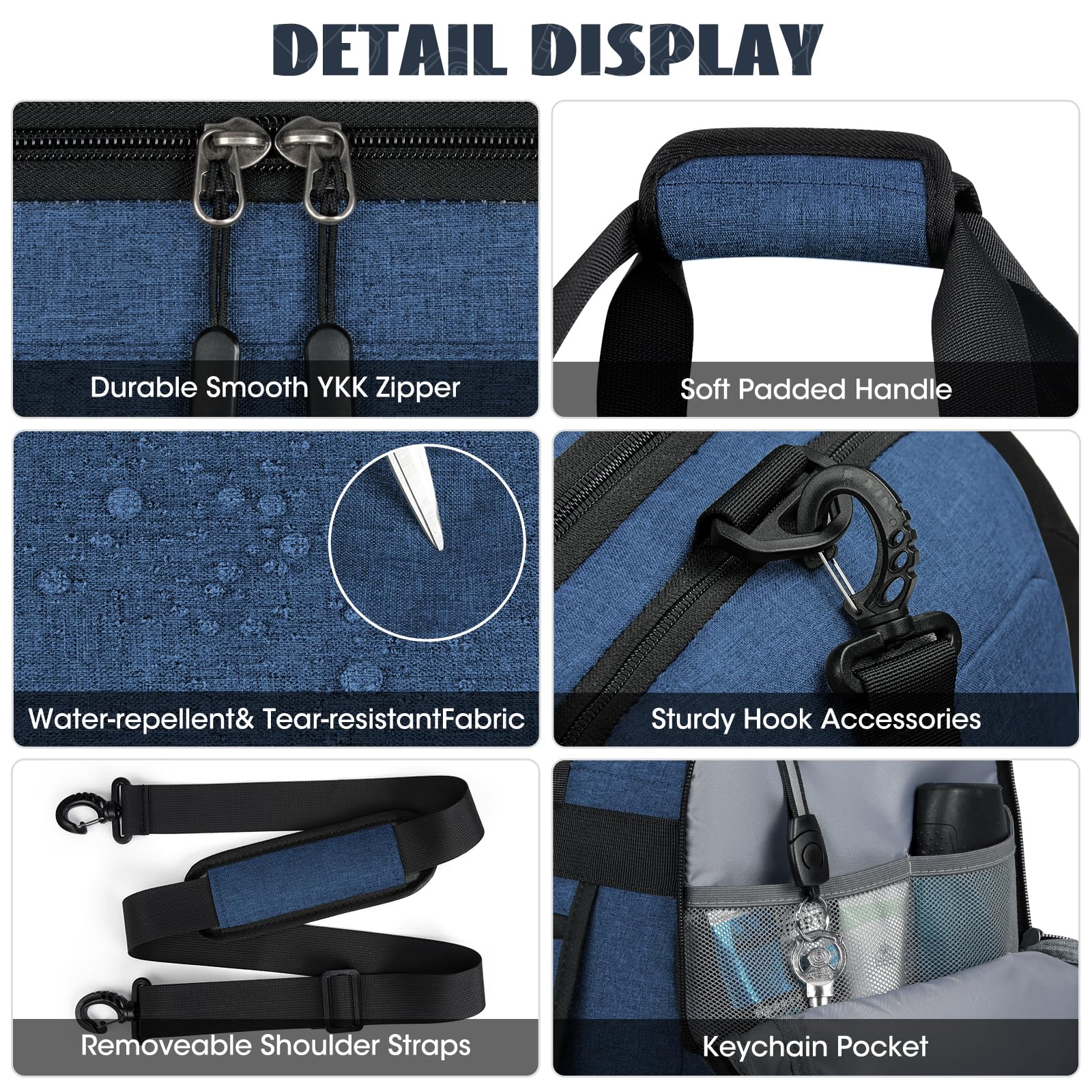 Borsa sportiva da palestra con scomparto per scarpe e tasca bagnata, borsone da viaggio da 40 l 55 l, per uomini e donne, impermeabile, borsone sportivo per nuoto, Blu, 55L, borsa da palestra