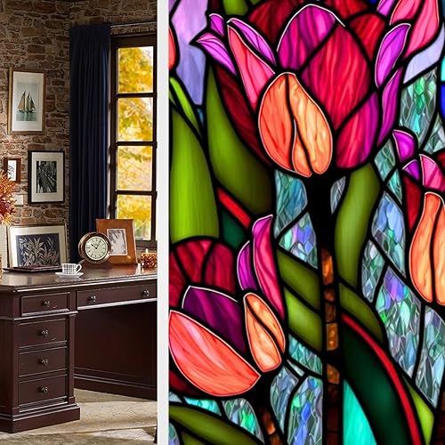 Película para ventana de privacidad con adherencia estática, 3D, decorativa, colorida, extraíble, para ventana, aislamiento térmico, lámina de