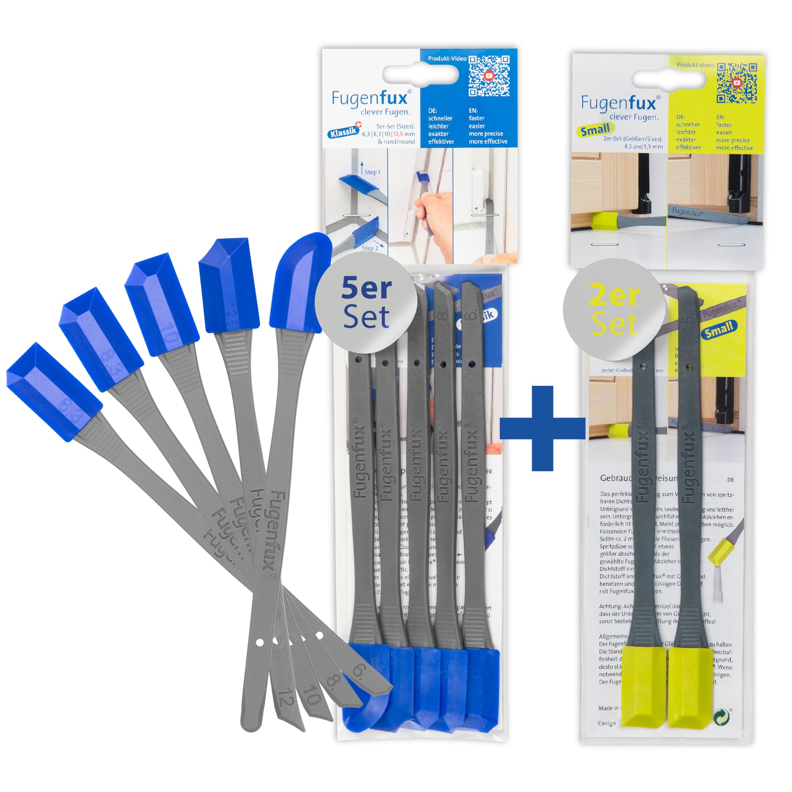 Fugenfux Fugenfux® Professional Set: Classic 5 + Small – Special Joint Squeegee – Joint Smoother For Any Size – Joint Squeegee With Revolutionary Magic Tip For Extremely Tight Spot – Made In Germany