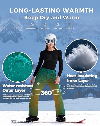 Miniatura 3 de Wantdo Pantalones de esquí impermeables con aislamiento de montaña para mujer, pantalones cargo para invierno y exteriores