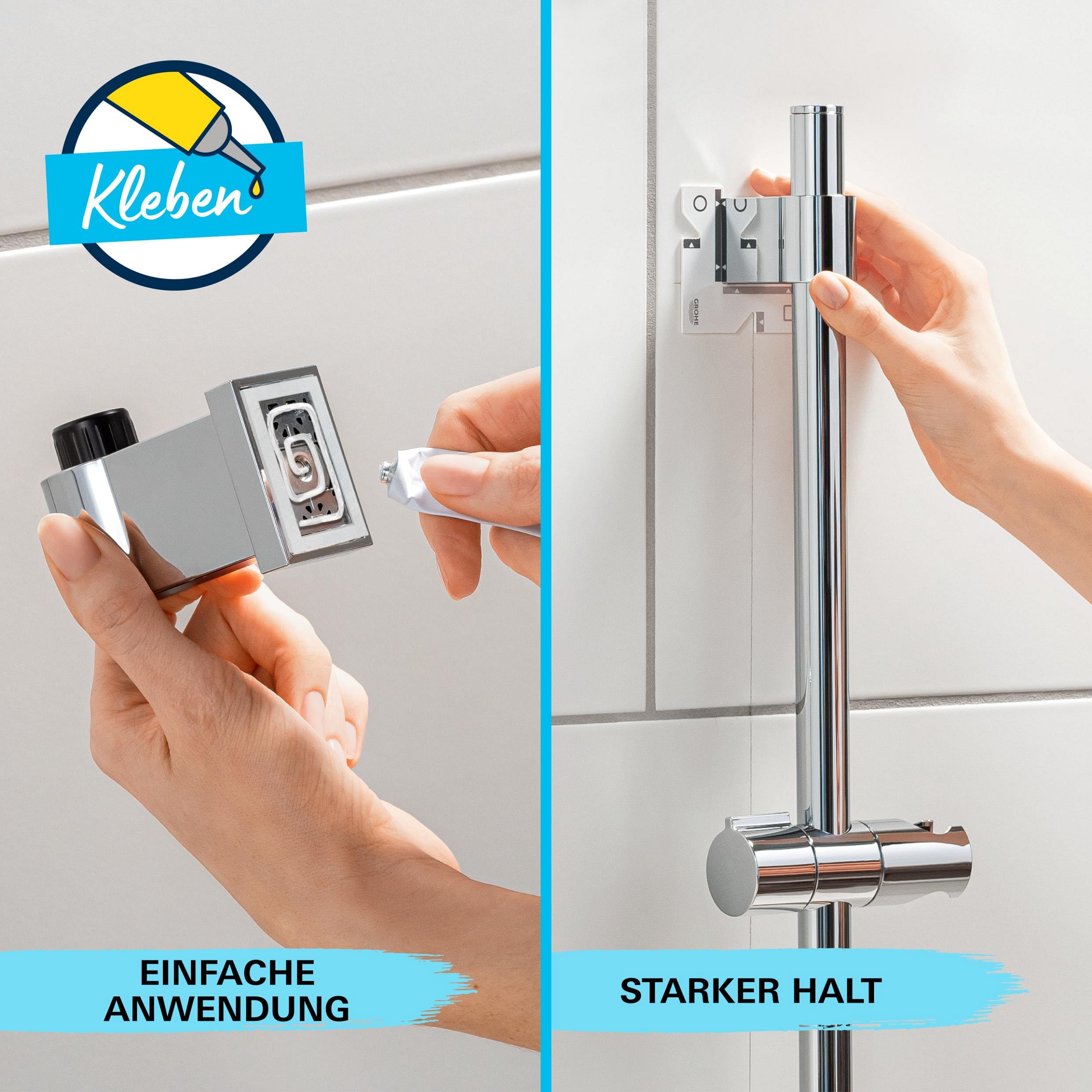 GROHE Vitalio Start 110 26952001 zestaw prysznicowy (okrągły prysznic ręczny 11 cm, 2 spraye: deszcz i strumień, system zapobiegający osadzaniu się kamienia, wąż prysznicowy 1,75 m, szyna 60 cm z