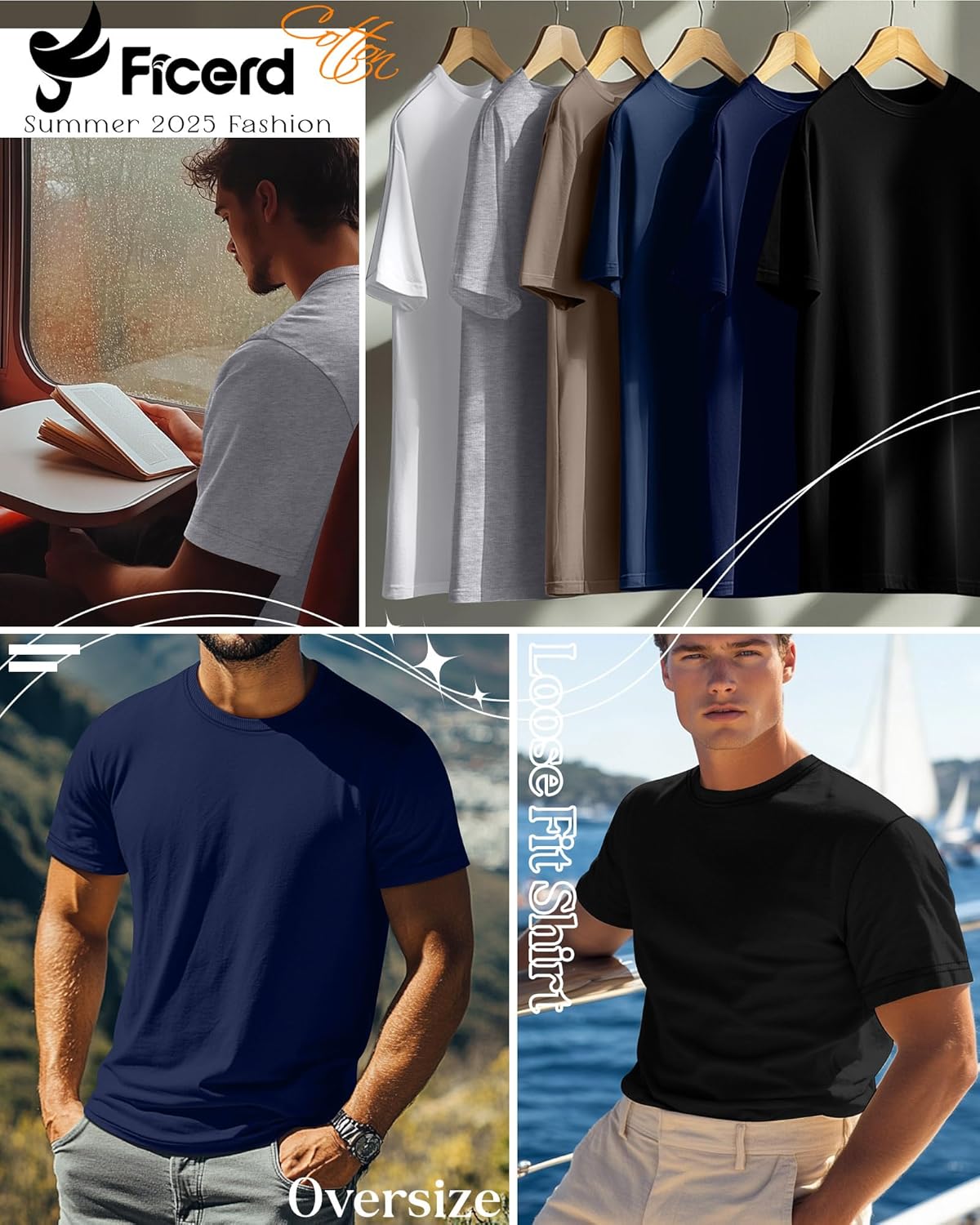 Ficerd 6 Pack Men's Big and Tall Shirts Short Sleeve Cotton Tee Summer Crew Neck Oversize Top Loose Fit Shirt Multipack - Image 6