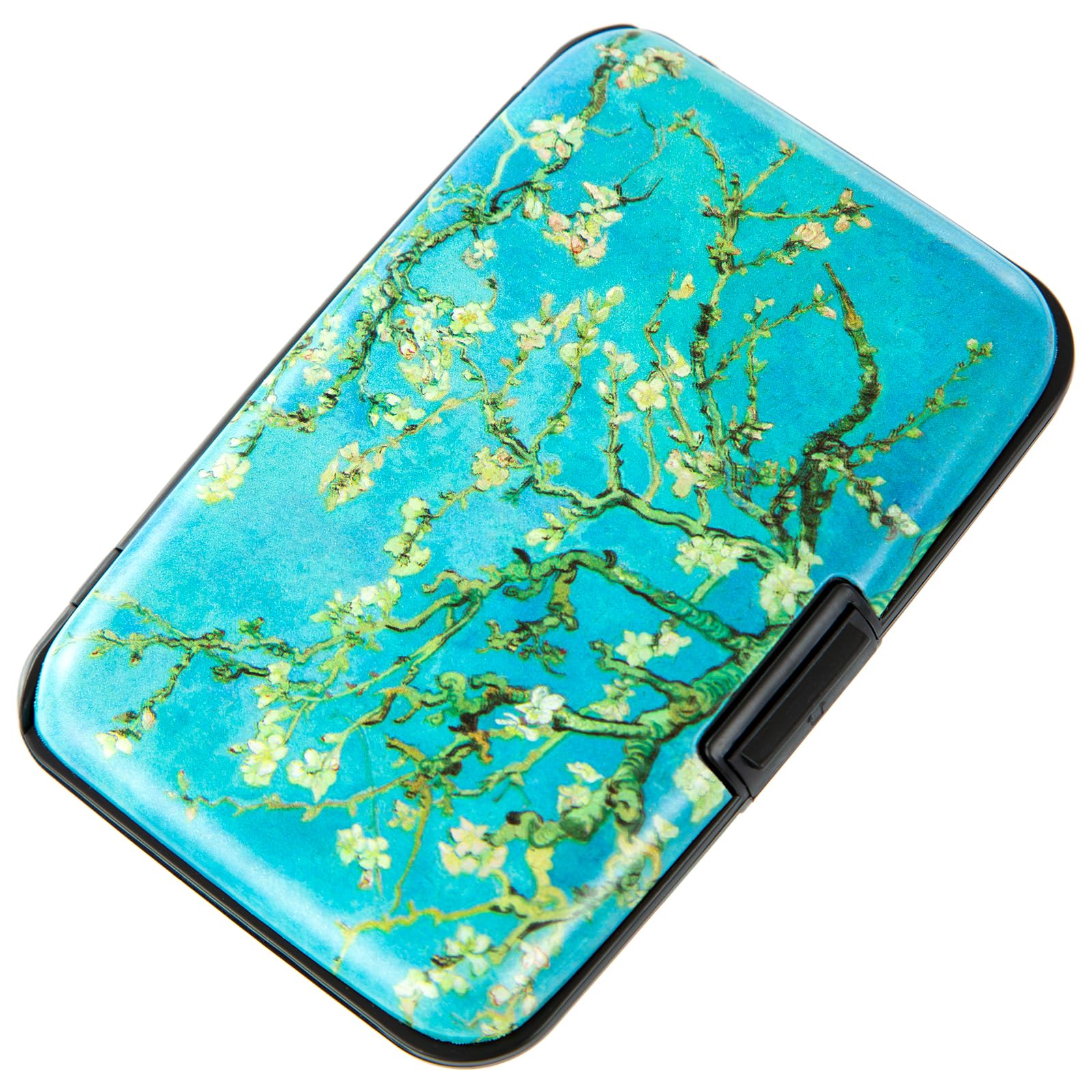 Kaabao Credit Card Holder, Metal Card Wallet RFID Blocking Mini Slim Aluminum Business Hard Card Case for Women Men (Vincent van Gogh Almond Blossoms)