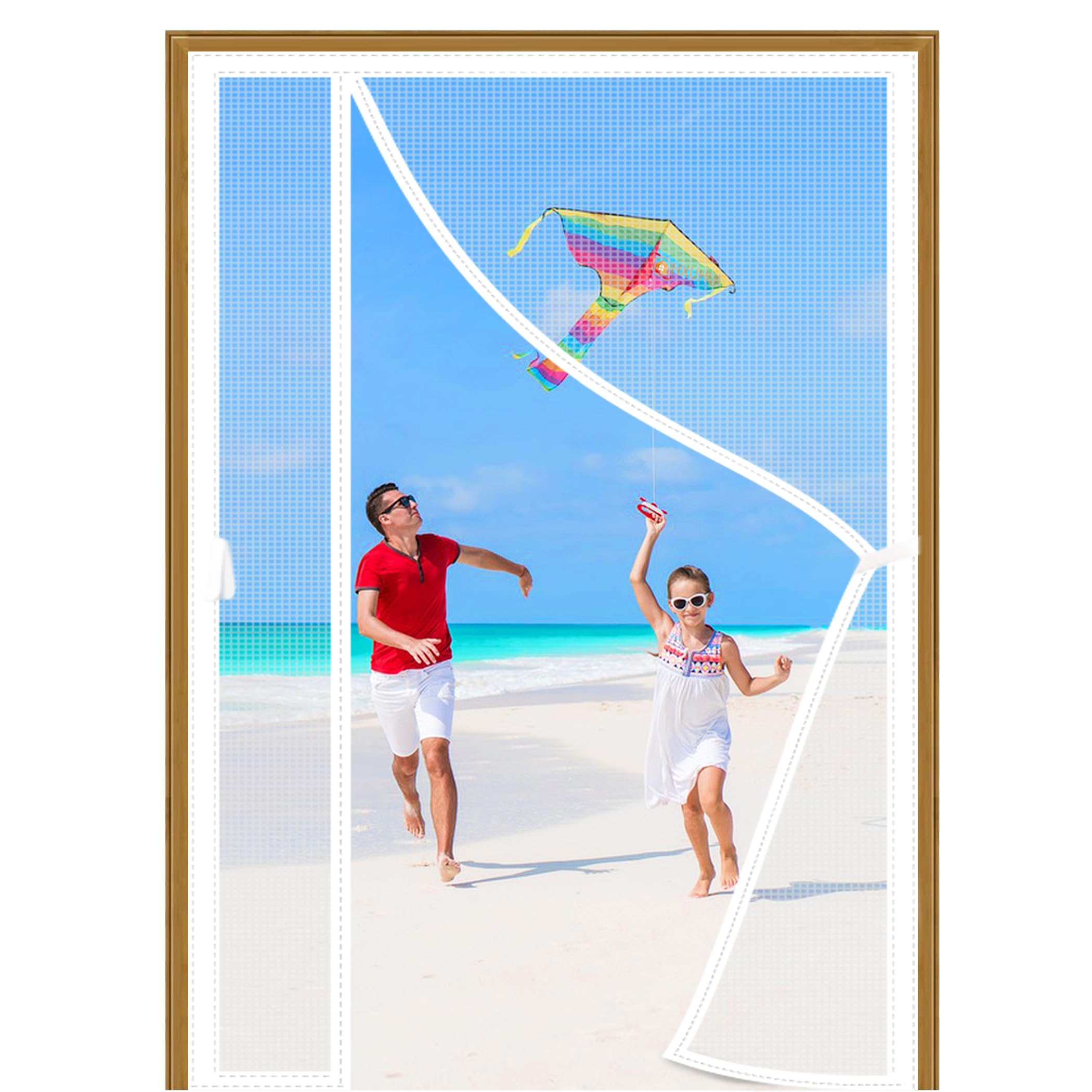 Hxuhui White Magnetic Fly Screens For Door 75X190cm Side Opening Magnetic Screen Door Reinforced Removable Insect Fly Mesh For Back Balcony Living Room Patio